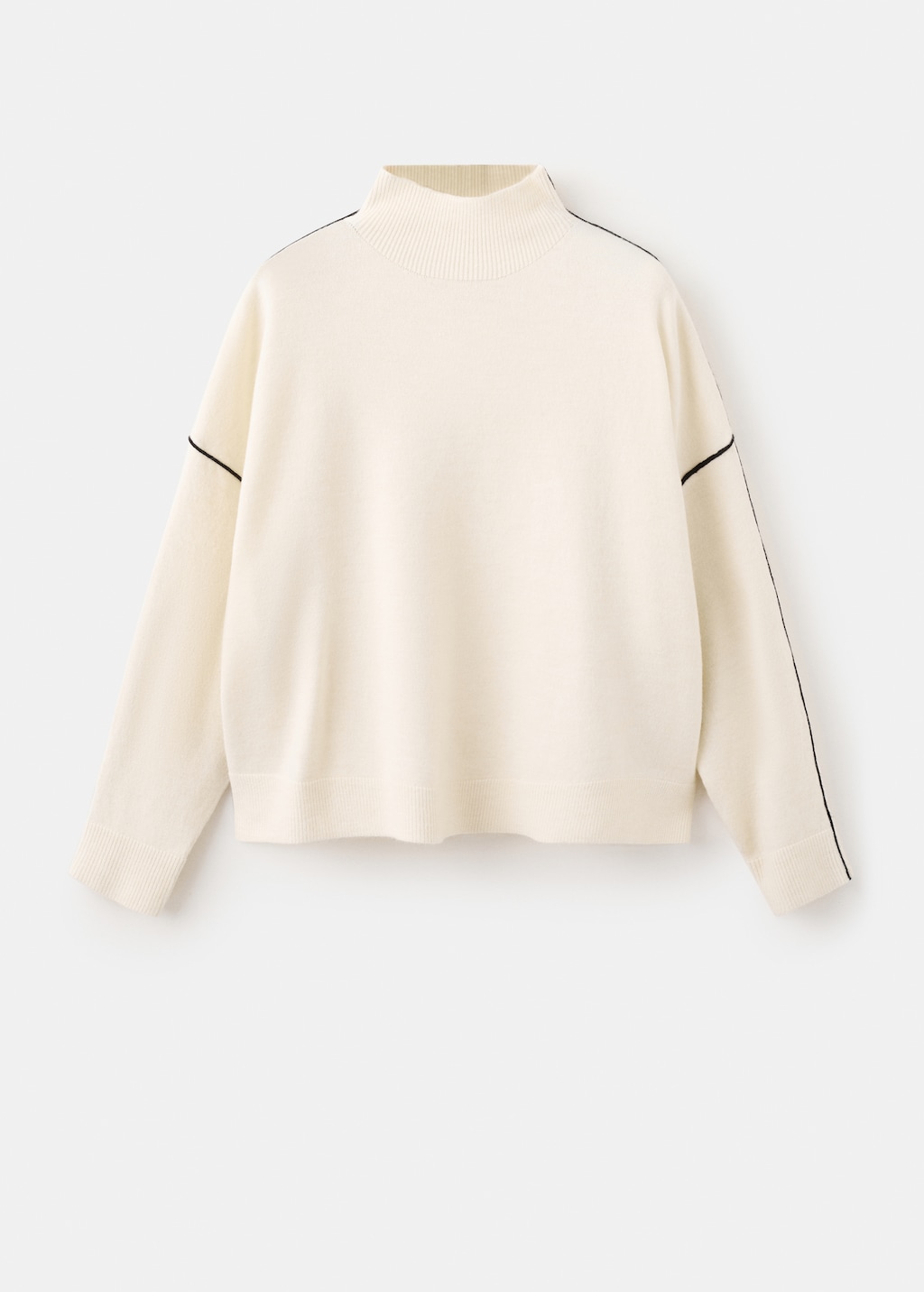 Sweater with contrasting stripes and perkins collar - image 5