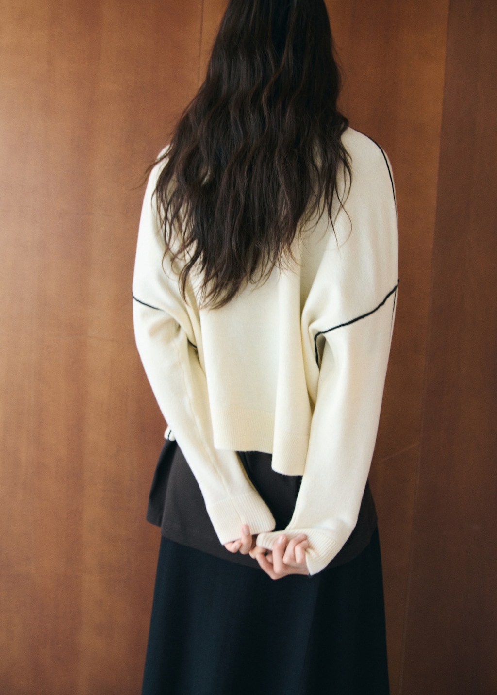 Sweater with contrasting stripes and perkins collar - image 3