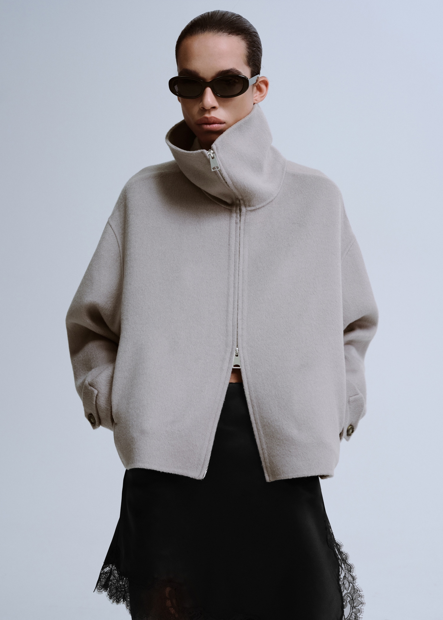 Wool Funnel Neck Jacket