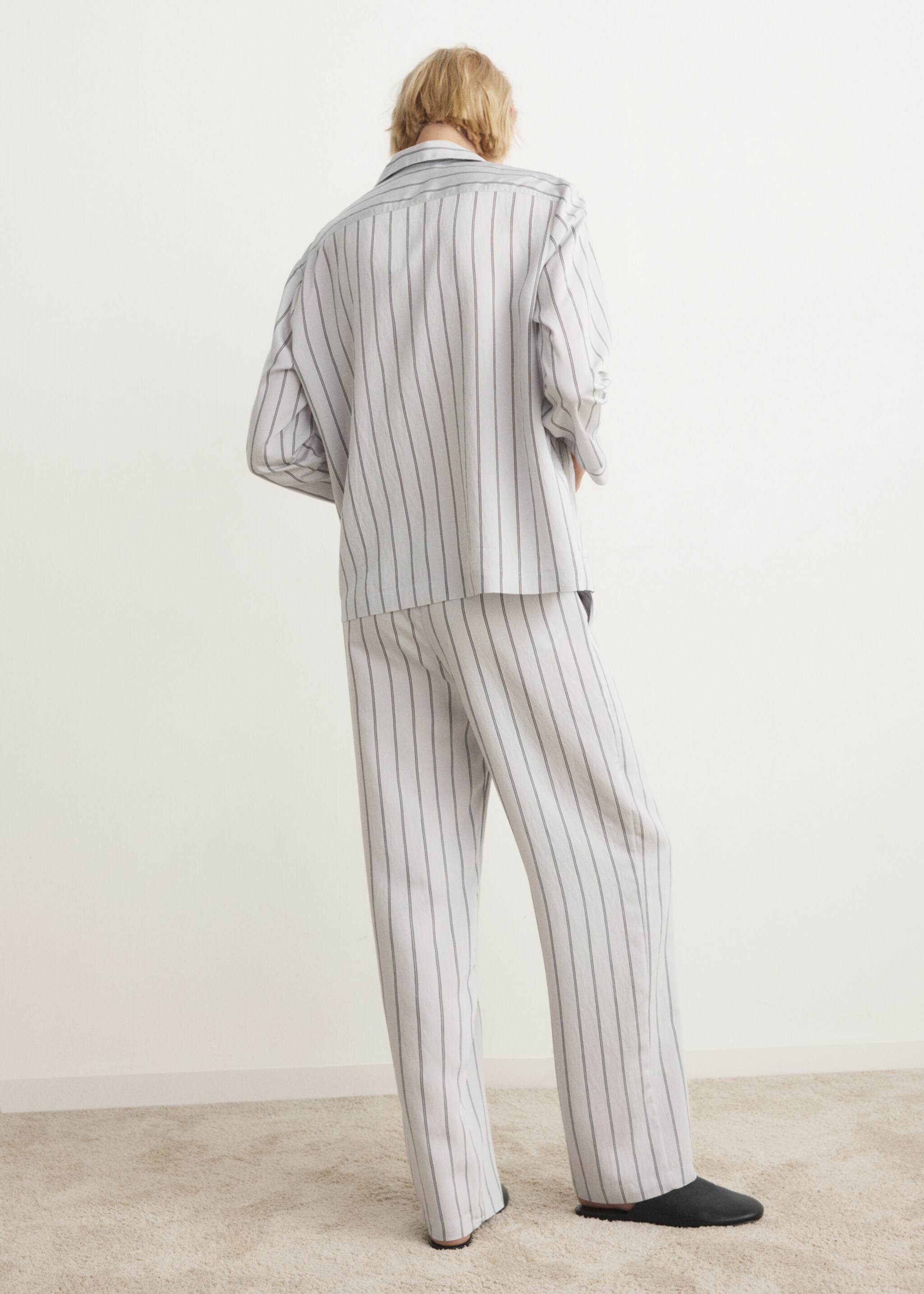 Striped pajama trousers - Reverse of the article, Grey. Ref: 27033323-00.