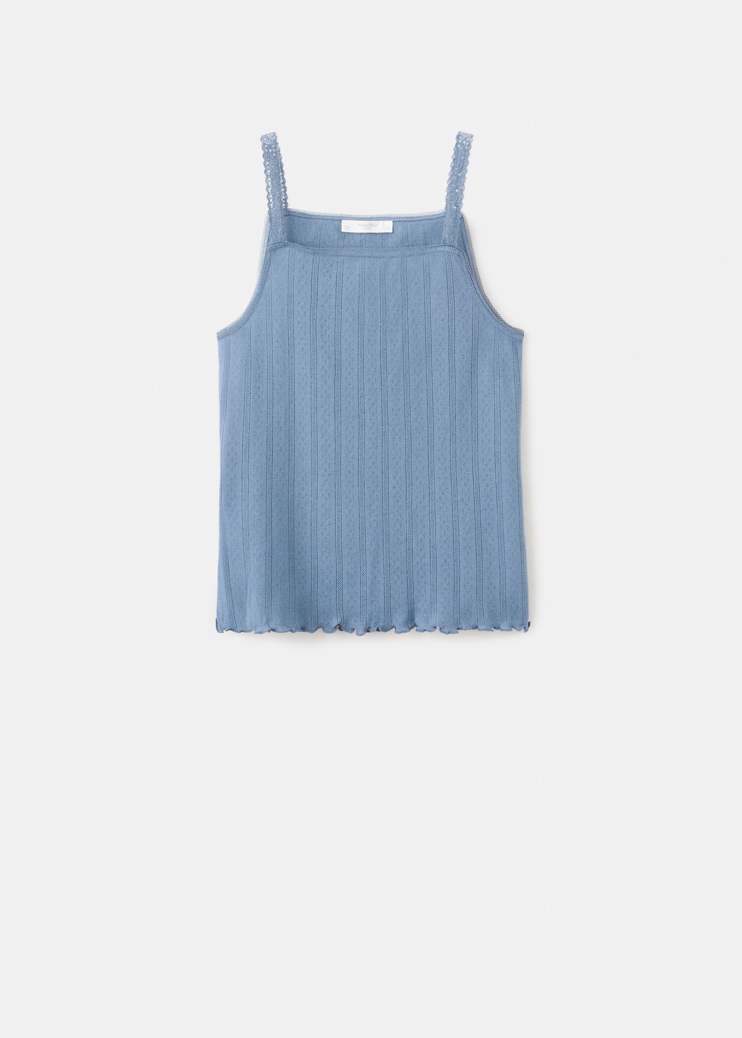 Loose-knit cotton pyjama t-shirt with straps - Article without model