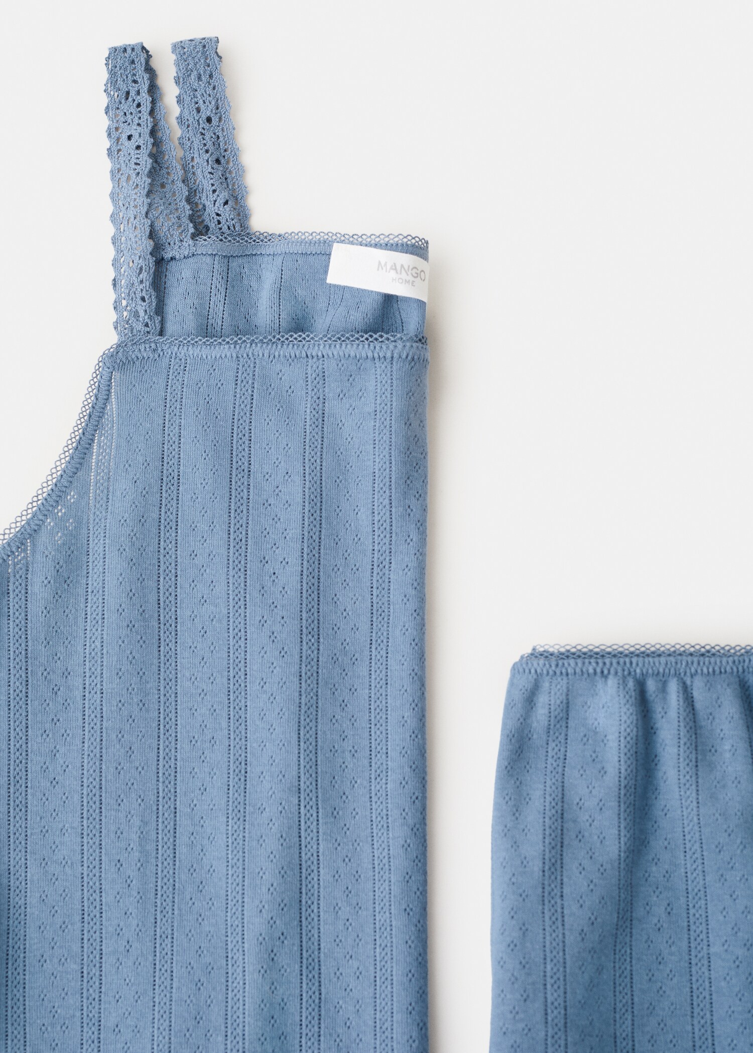 Loose-knit cotton pyjama t-shirt with straps - Details of the article 0