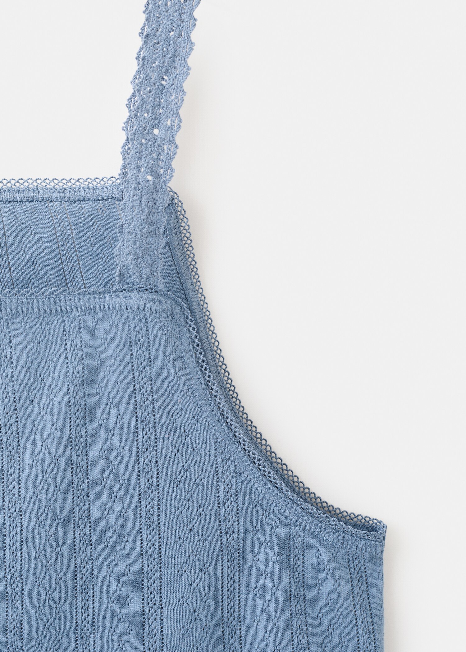 Loose-knit cotton pyjama t-shirt with straps - Details of the article 8