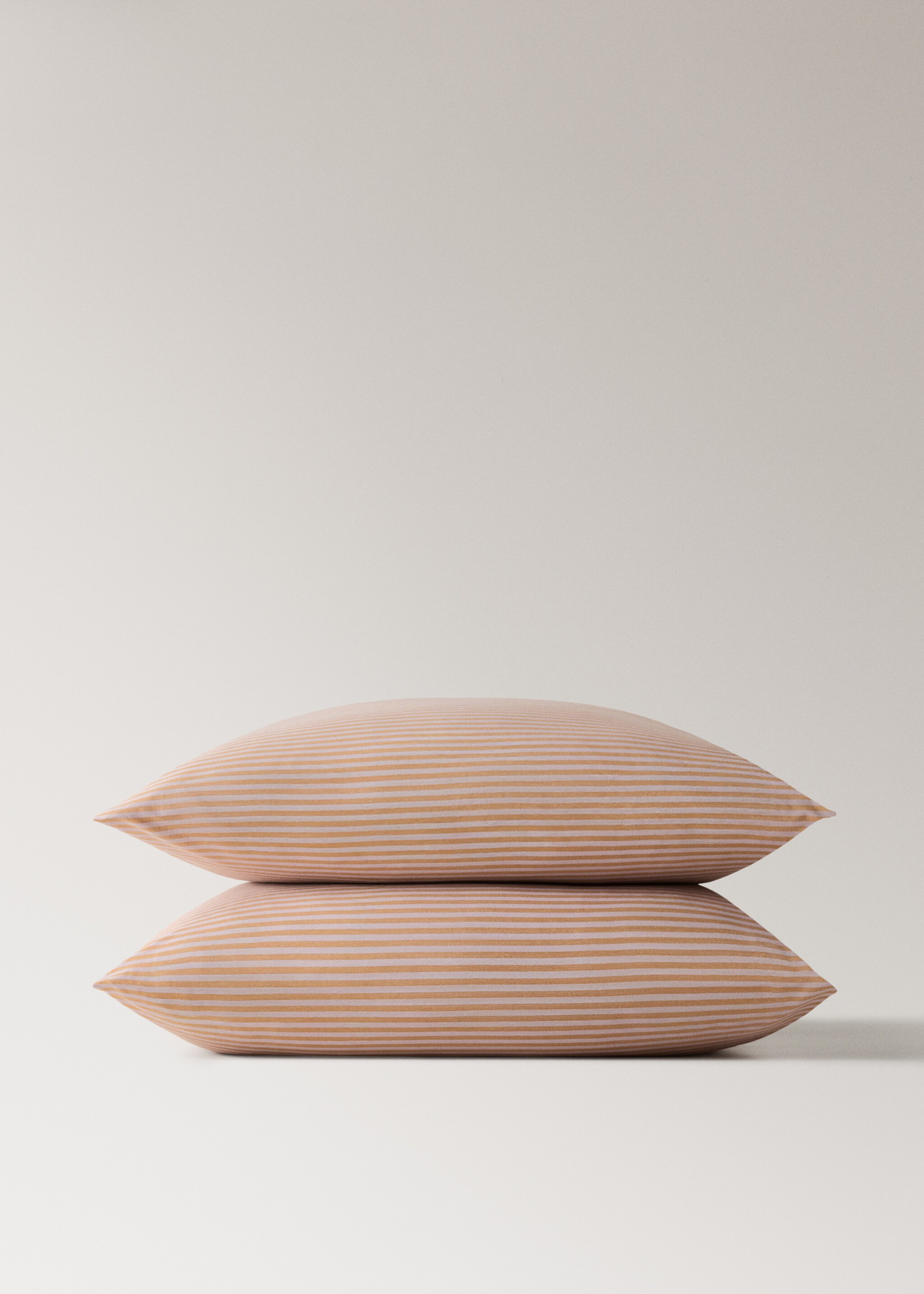 Dos fundas almohada algodón percal 200 hilos raya kodak pequeña 60x60 cm - Detalle del artículo 3, Melocotón. Ref: 27033332-00.