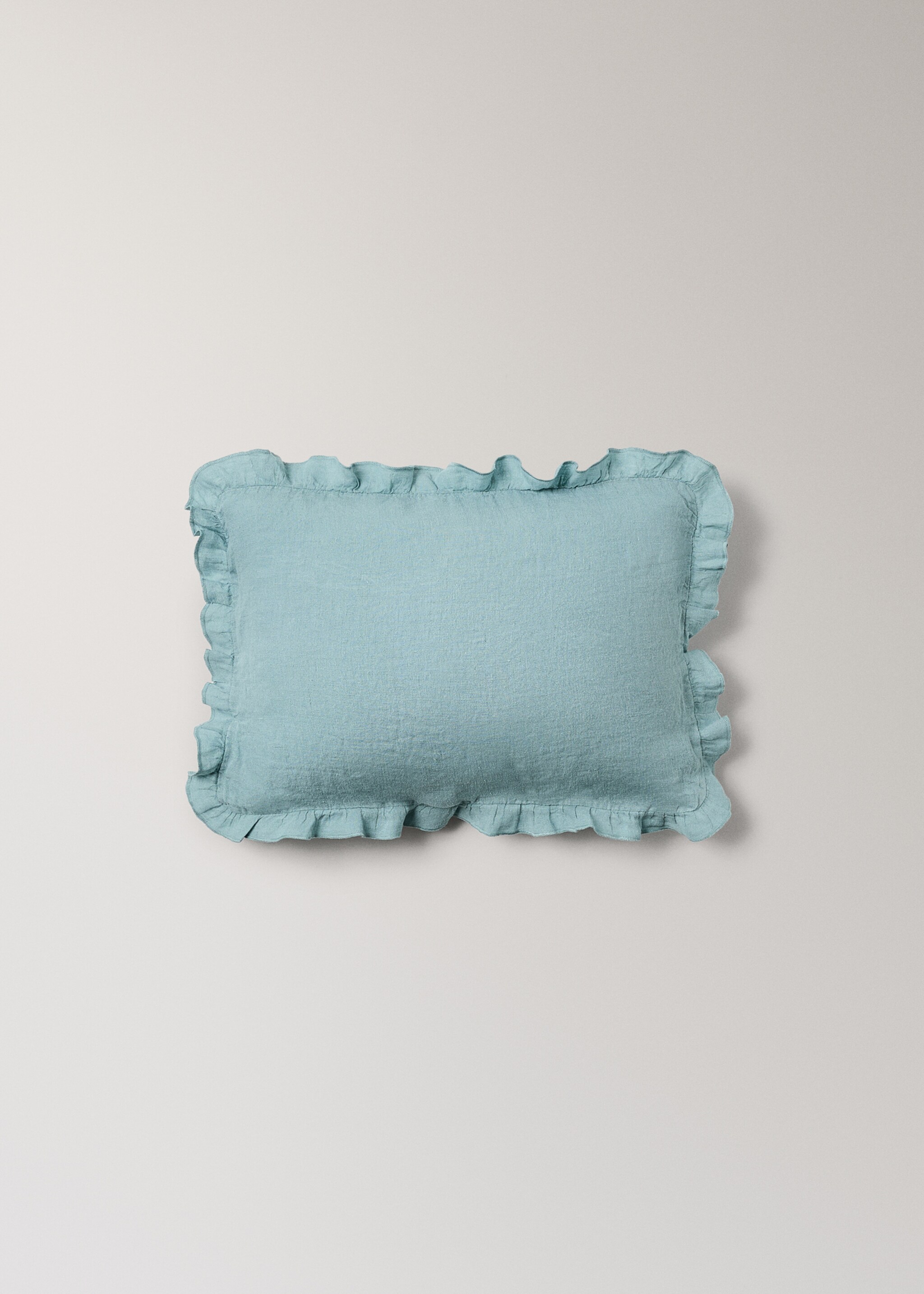 Children's cushion cover 100% linen garment-dyed 30x40 cm - Article without model, Turquoise. Ref: 27033335-00.