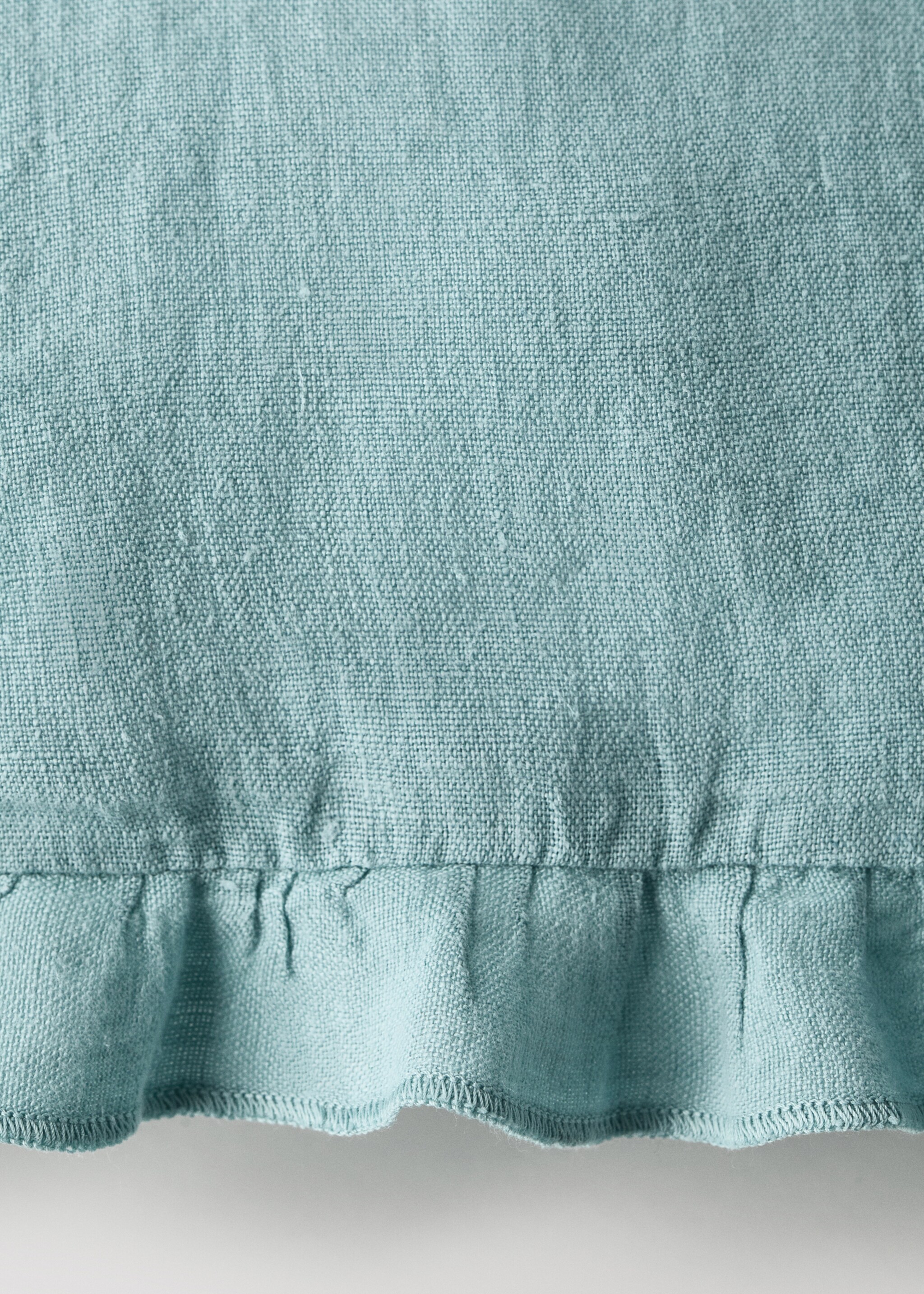 Children's cushion cover 100% linen garment-dyed 30x40 cm - Details of the article 3, Turquoise. Ref: 27033335-00.