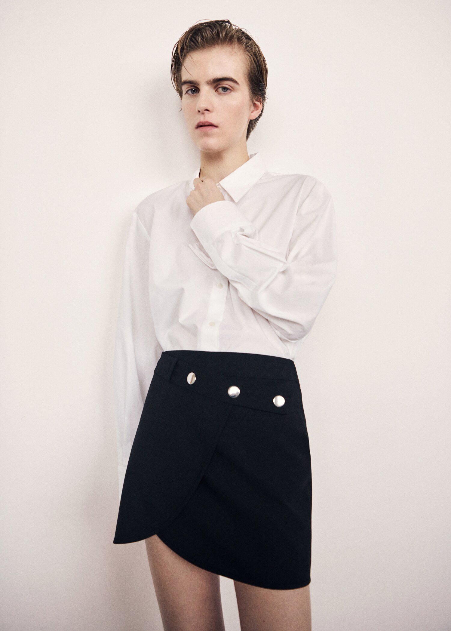 Jupe ceinturée boutons - Plan moyen