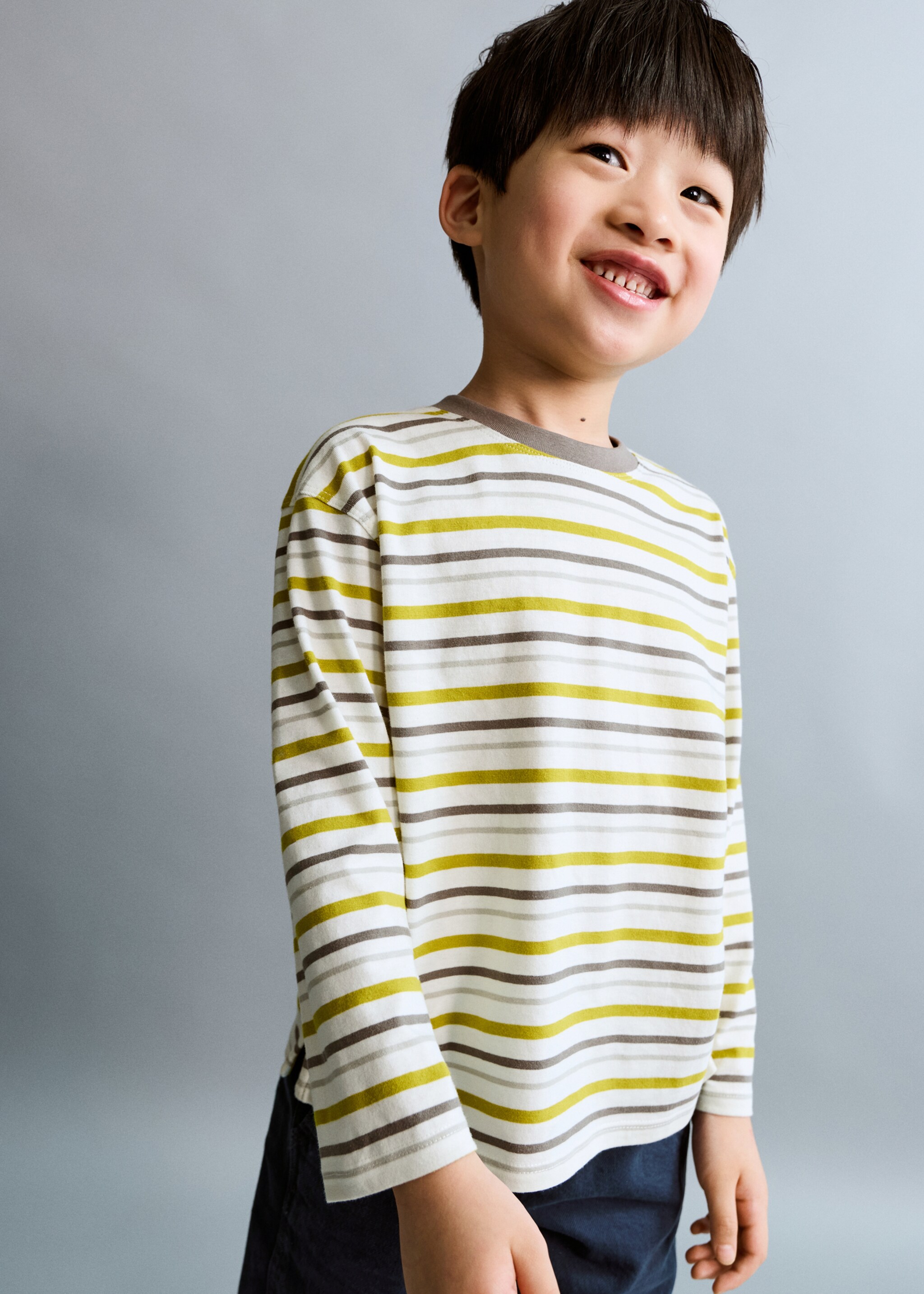 T-shirt combiné rayures - Plan moyen, Citron vert. Ref: 27033712-00.