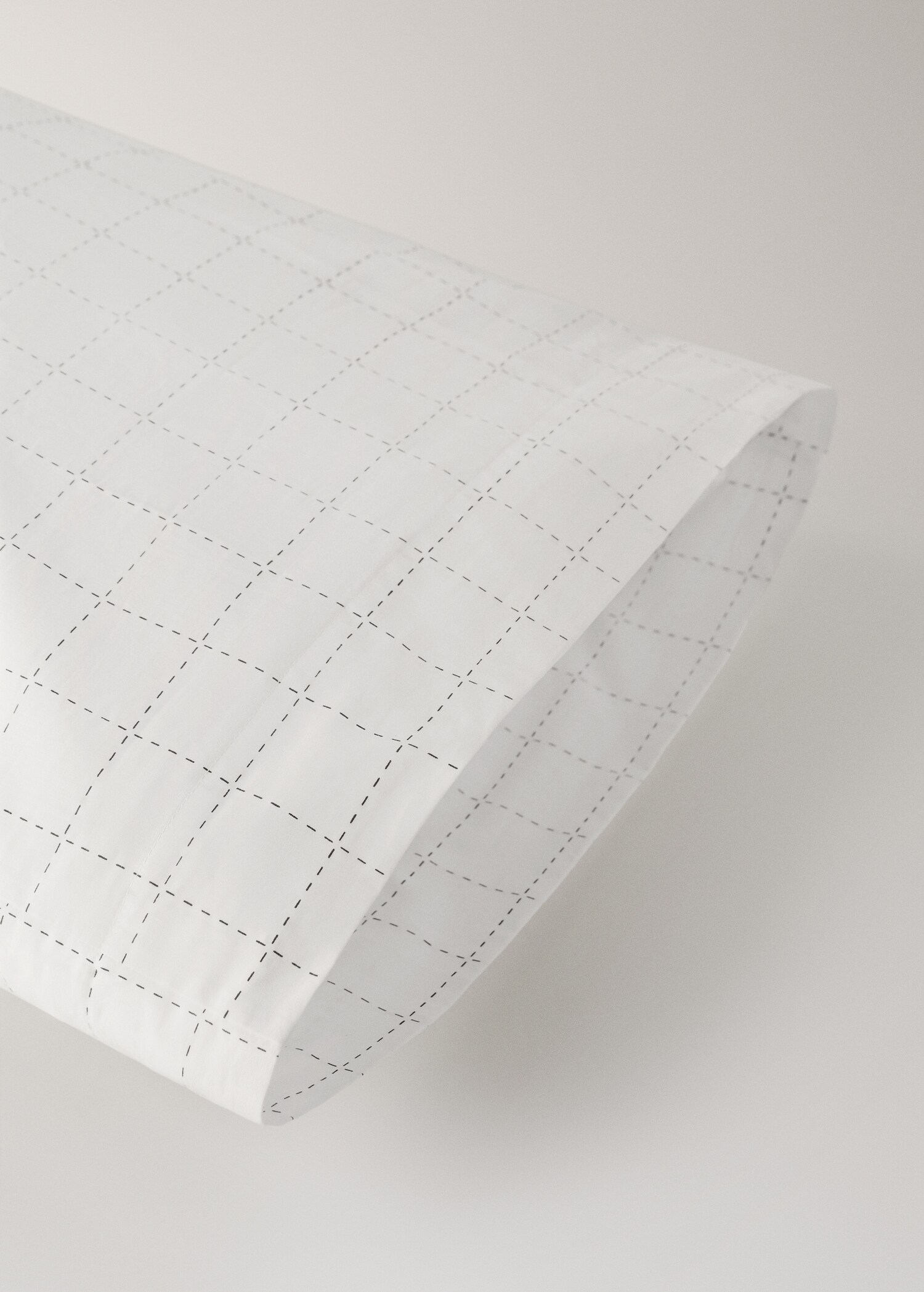 Funda almohada algodón percal cuadros pespunteados 45x110 cm - Detalle del artículo 2