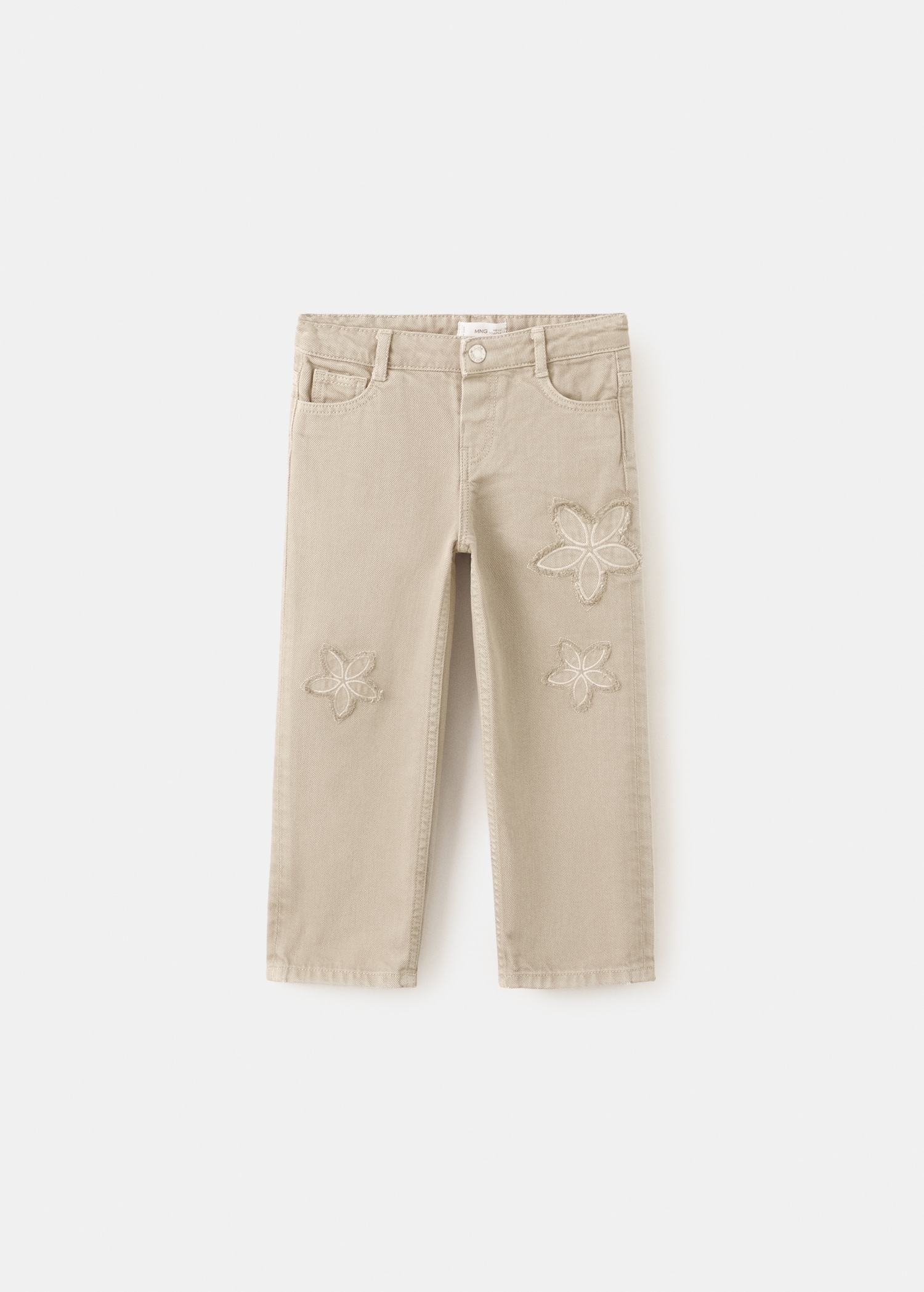 Flower-embroidered straight-fit jeans - Article without model