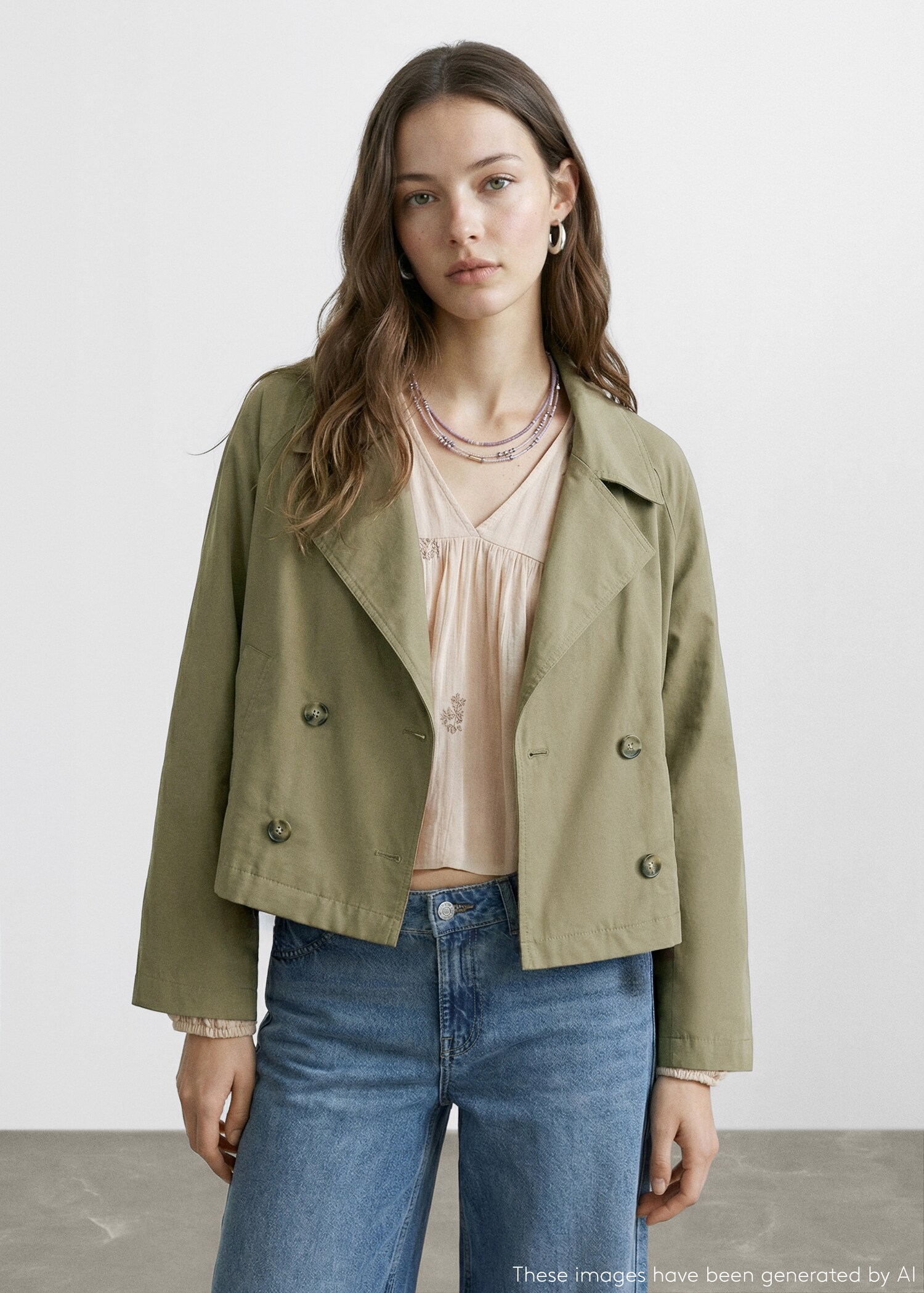 Cropped trench coat with lapels - Medium plane