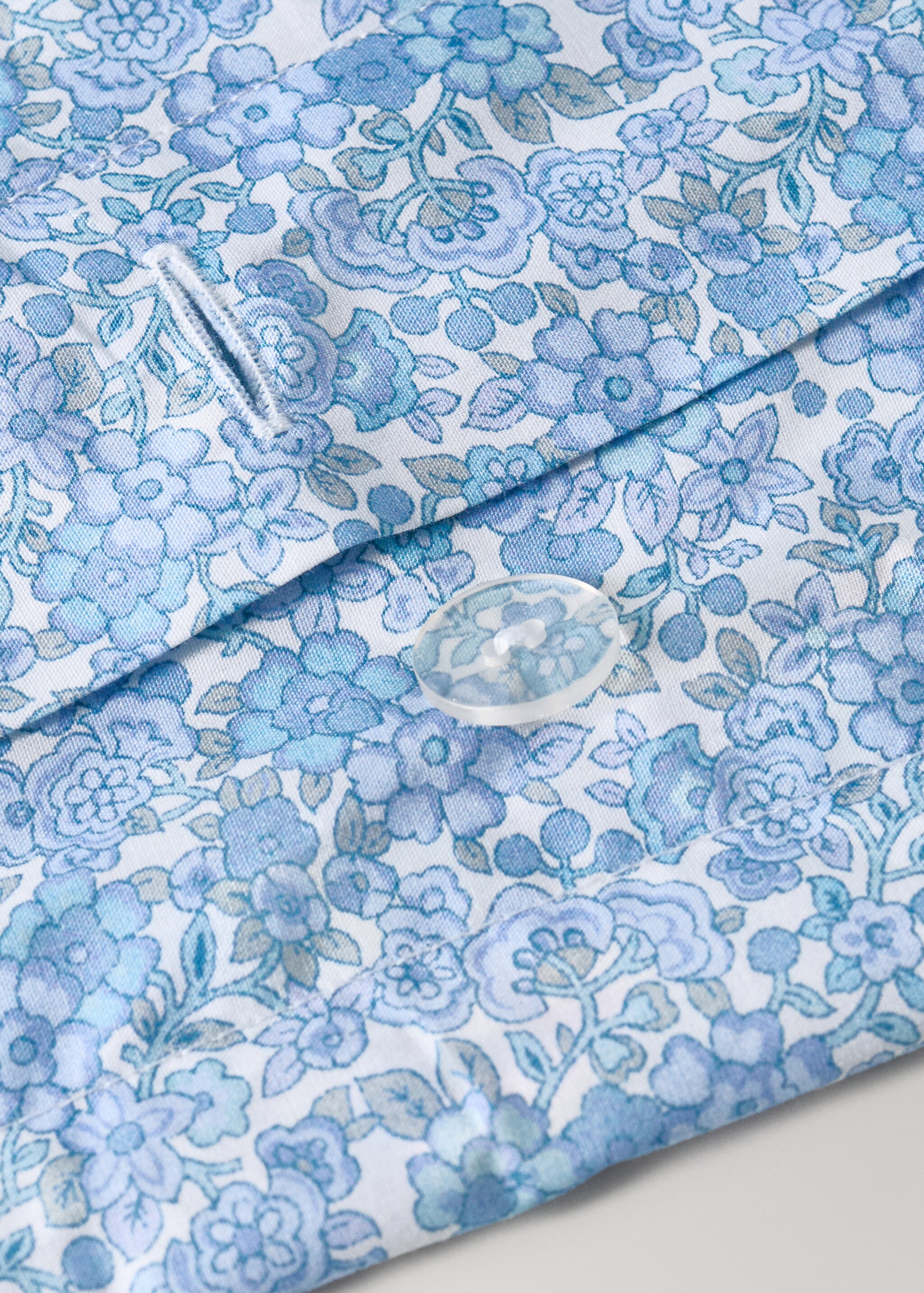 Children's percale floral duvet cover for 90 cm bed - Details of the article 2, Blue. Ref: 27034059-00.