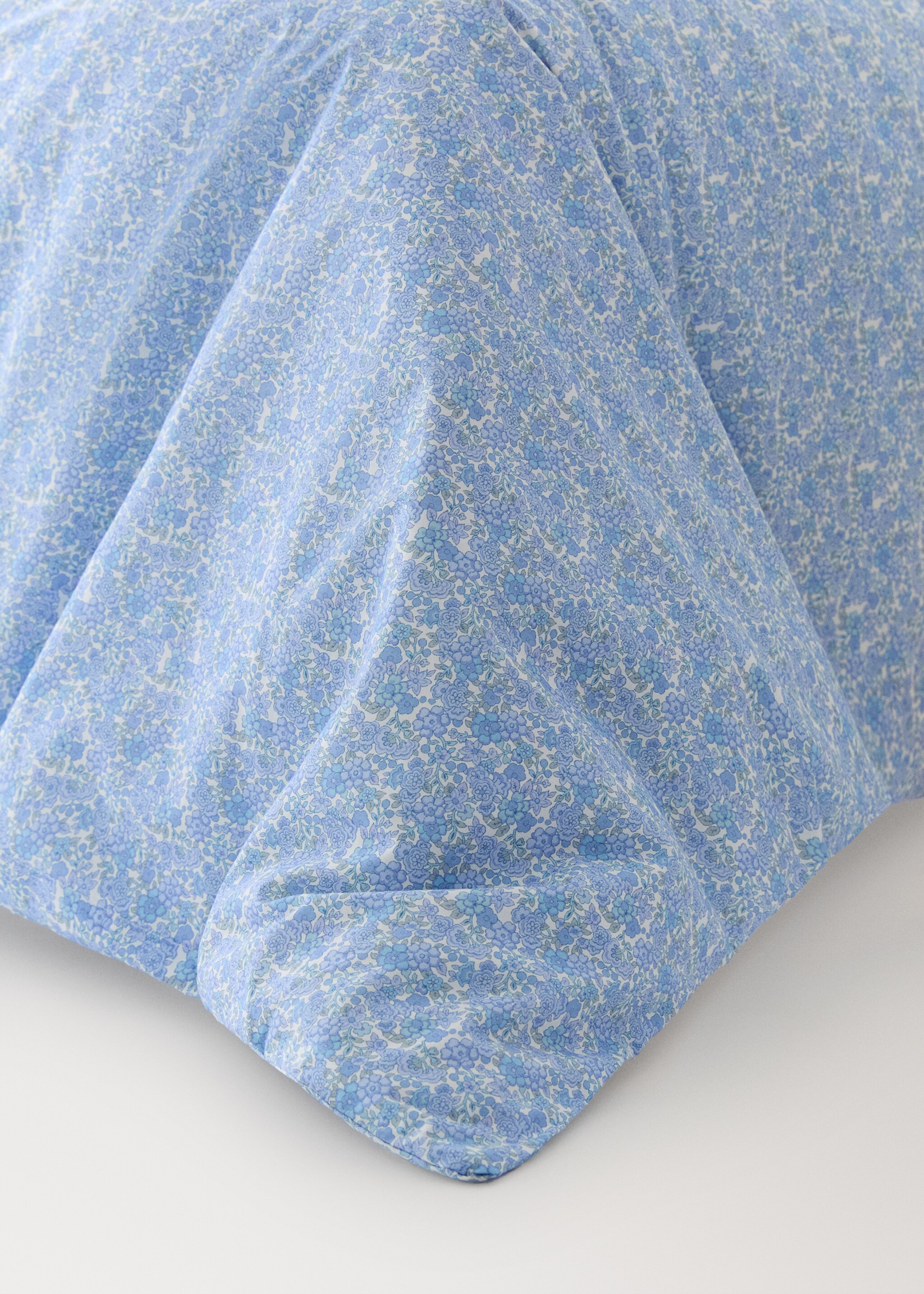 Children's percale floral duvet cover Bed 135/140 cm - Details of the article 7, Blue. Ref: 27034059-00.