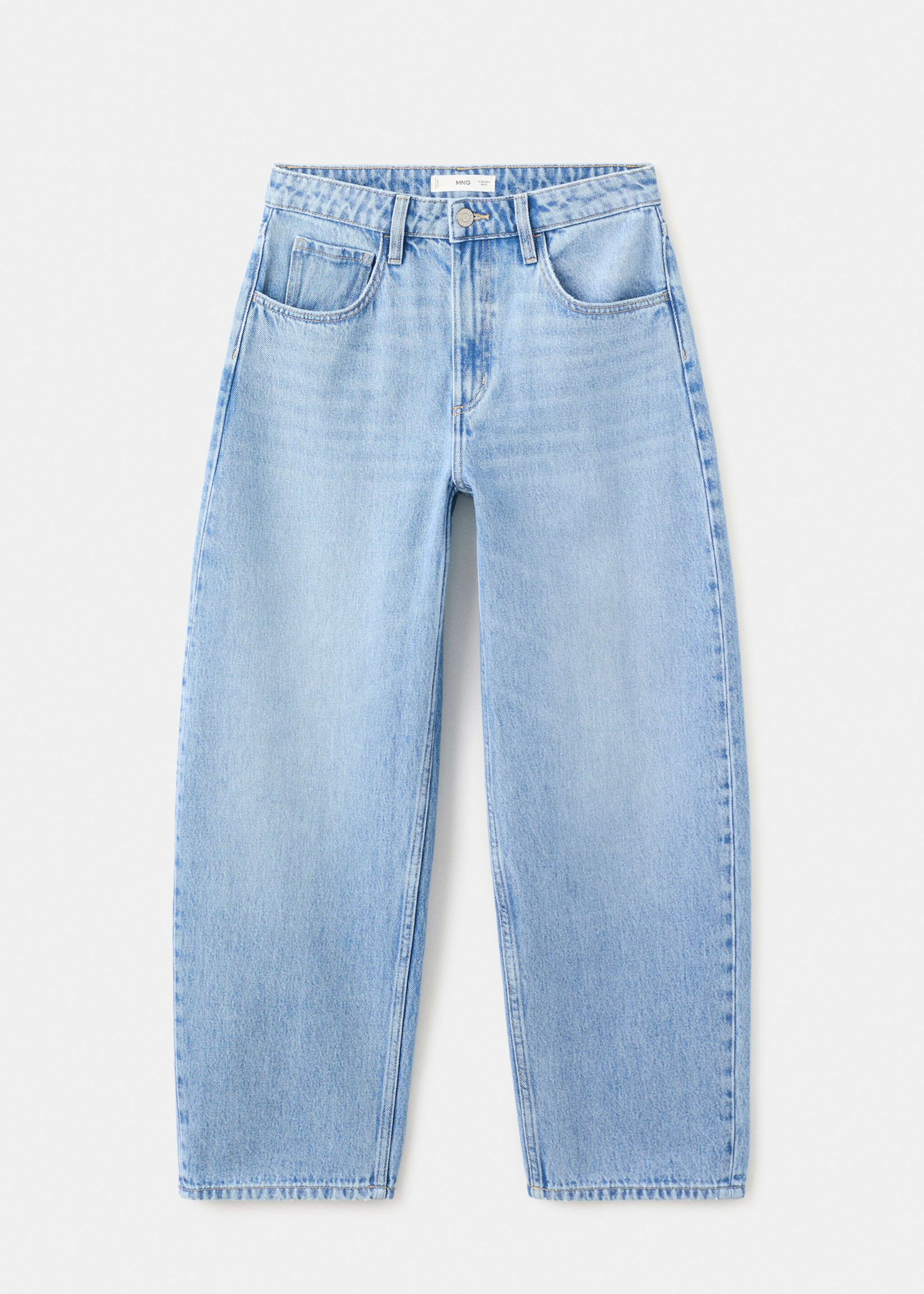 Jean barrel taille haute - Article sans modèle, Bleu moyen. Ref: 27034074-00.