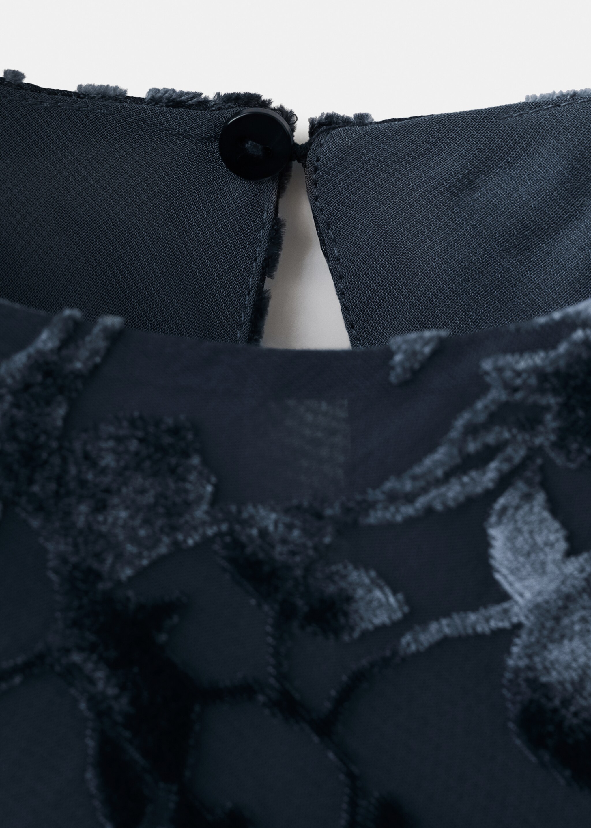 Devoré dress with flared sleeves - Details of the article 0, Night Blue. Ref: 27034083-00.