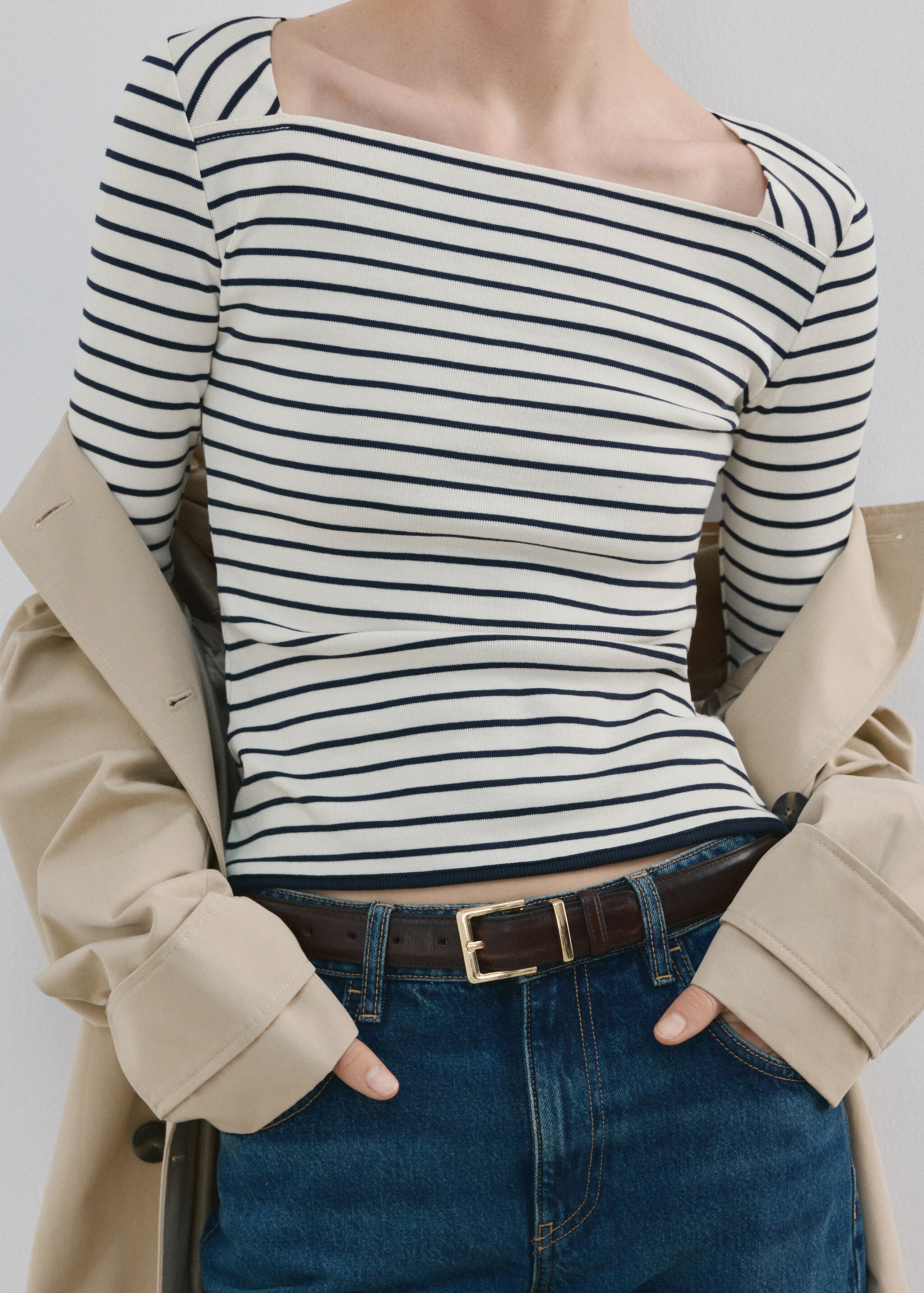 Camiseta cuello barco algodón - Detalle del artículo 1, Blanco roto. Ref: 27034087-00.