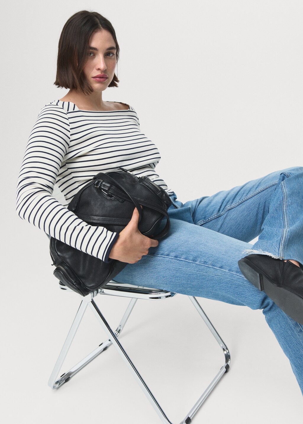 Mango Cotton boat neck t-shirt
