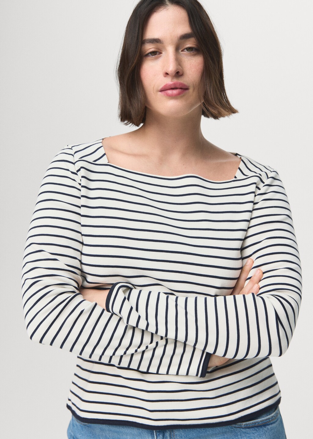 Mango Cotton boat neck t-shirt
