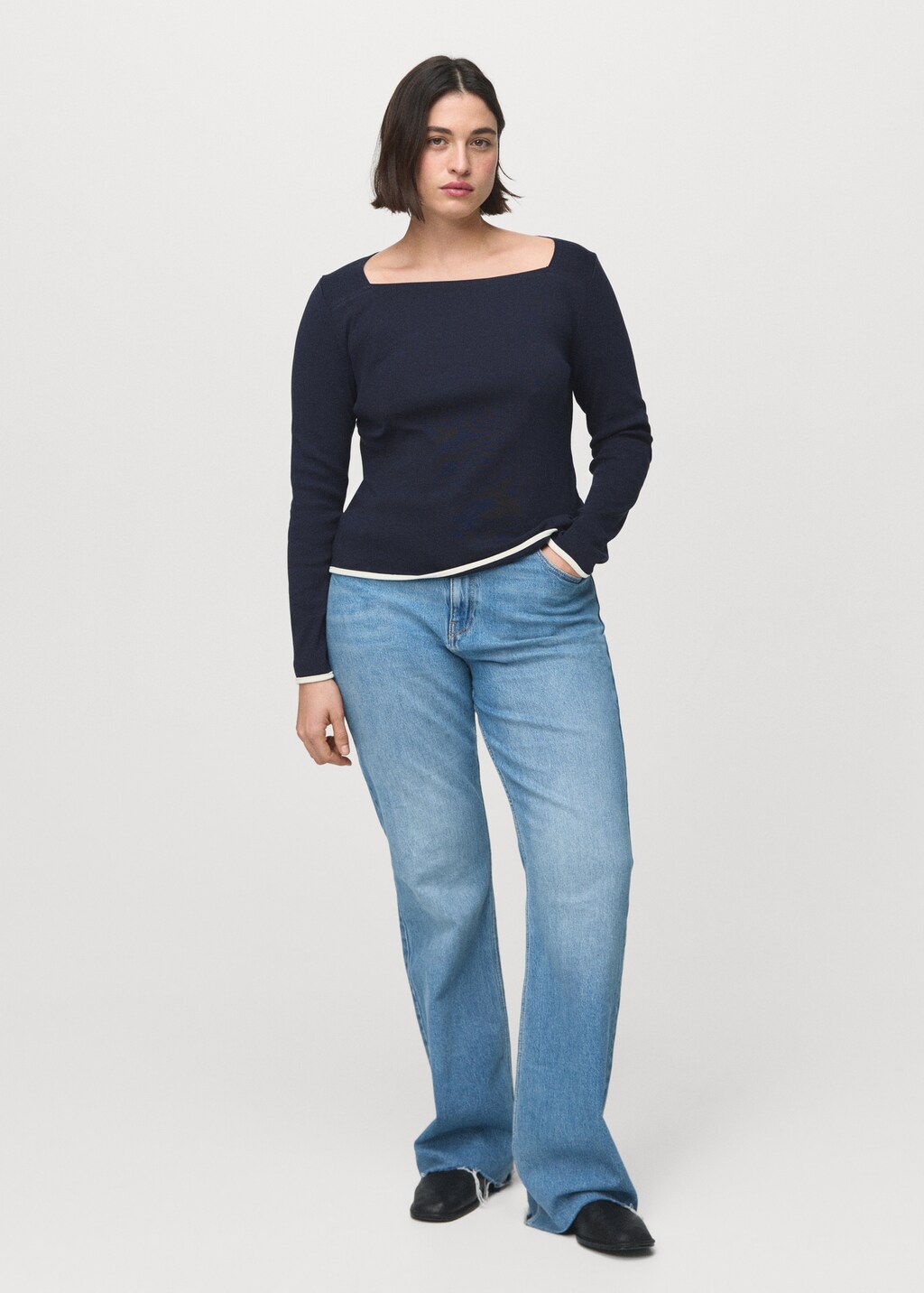 Mango Cotton boat neck t-shirt