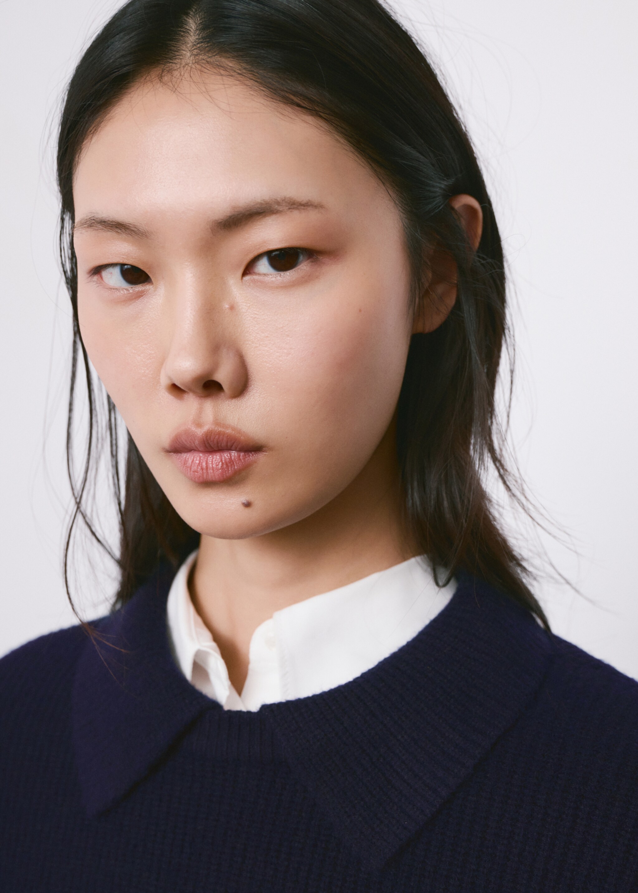 Knitted polo-neck sweater - Details of the article 1, Dark Navy. Ref: 27034088-00.