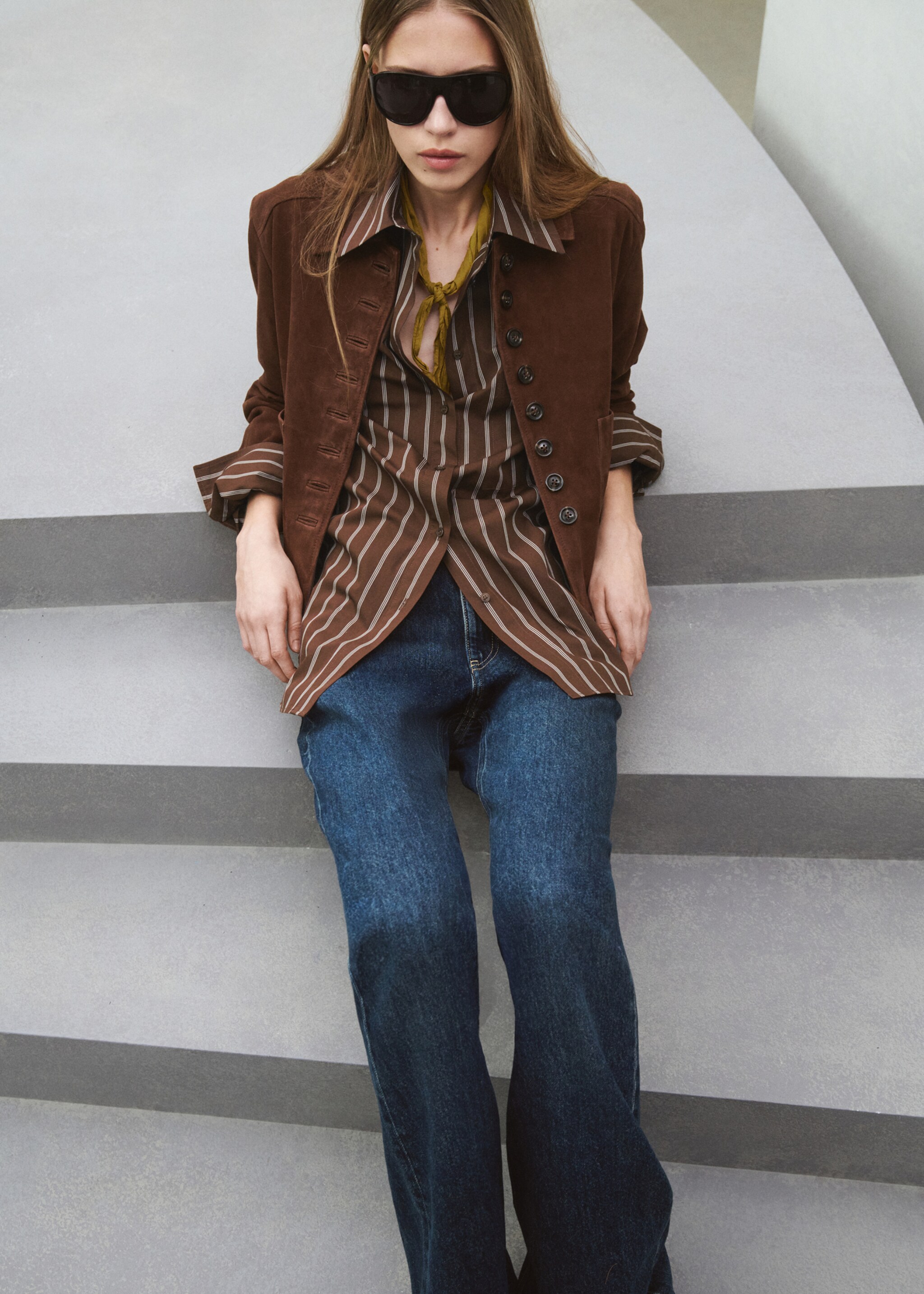 Pocket striped shirt - Details of the article 1, Brown. Ref: 27034089-00.