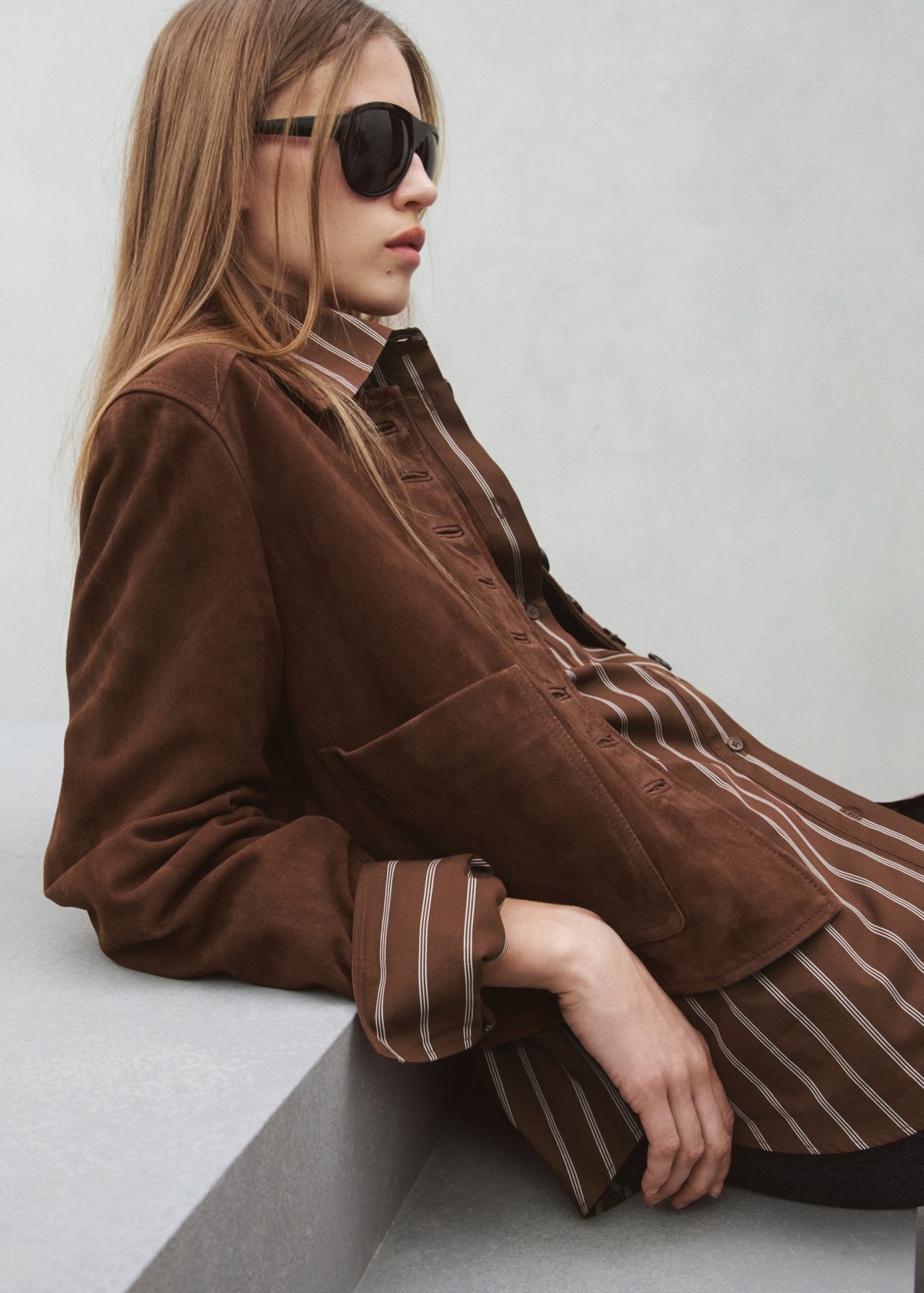 Pocket striped shirt - Details of the article 6, Brown. Ref: 27034089-00.