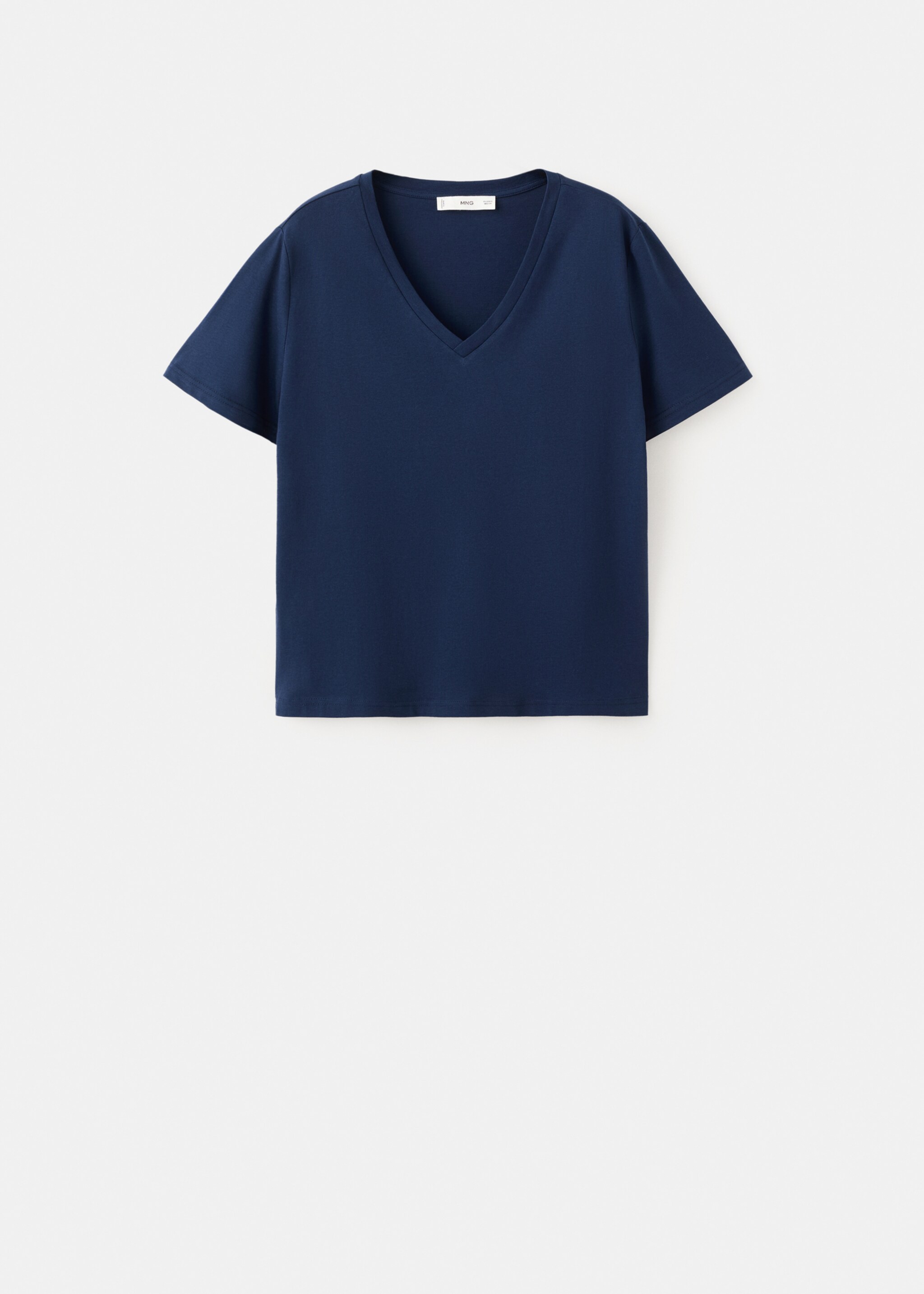 T-shirt coton col en V - Article sans modèle, Bleu marine. Ref: 27034091-00.