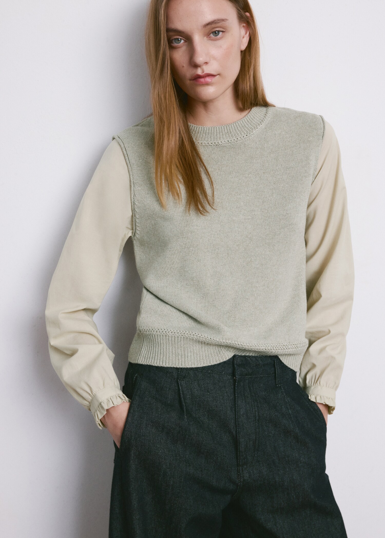 Combined knitted sweater - Medium plane