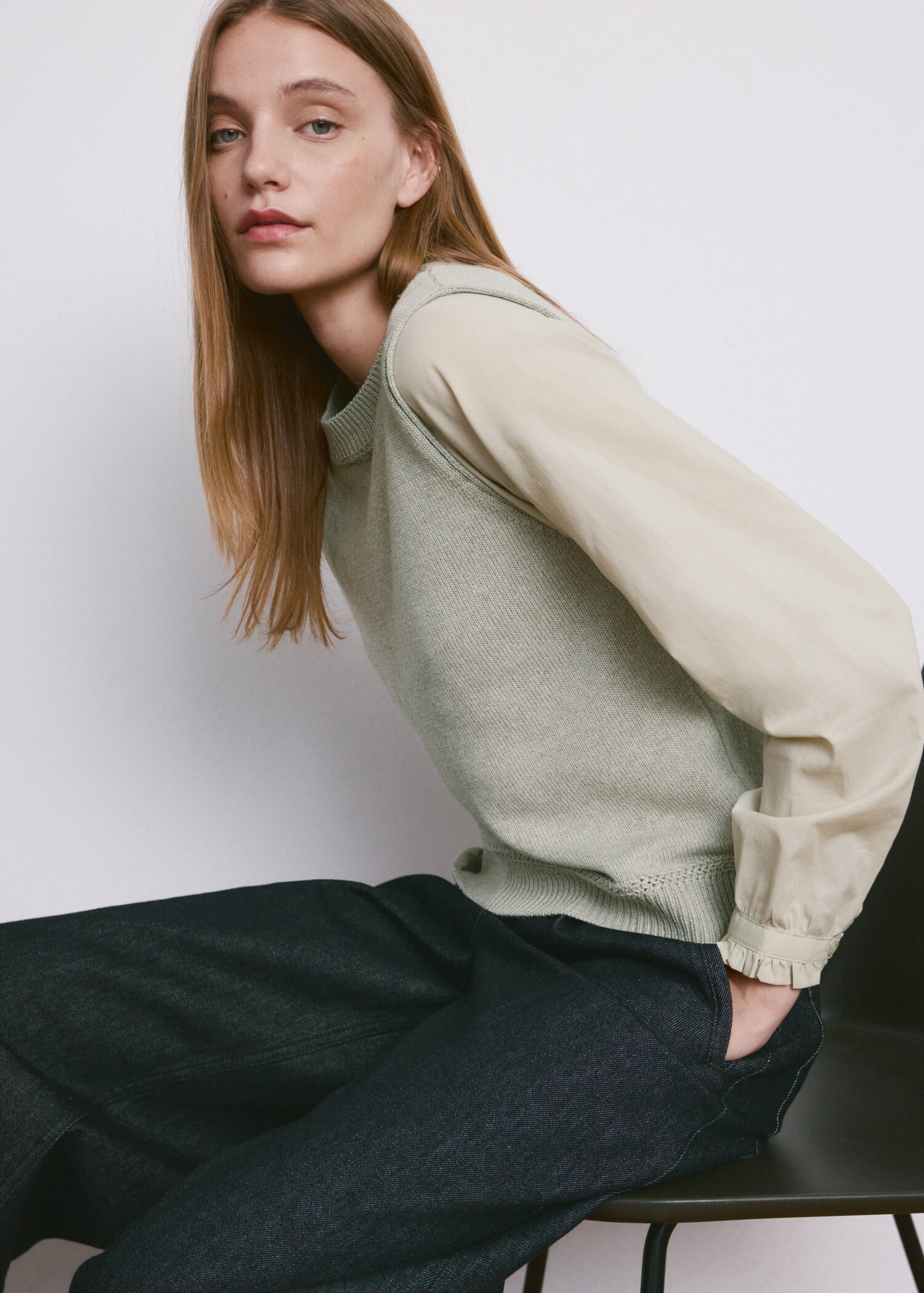 Combined knitted sweater - Details of the article 2