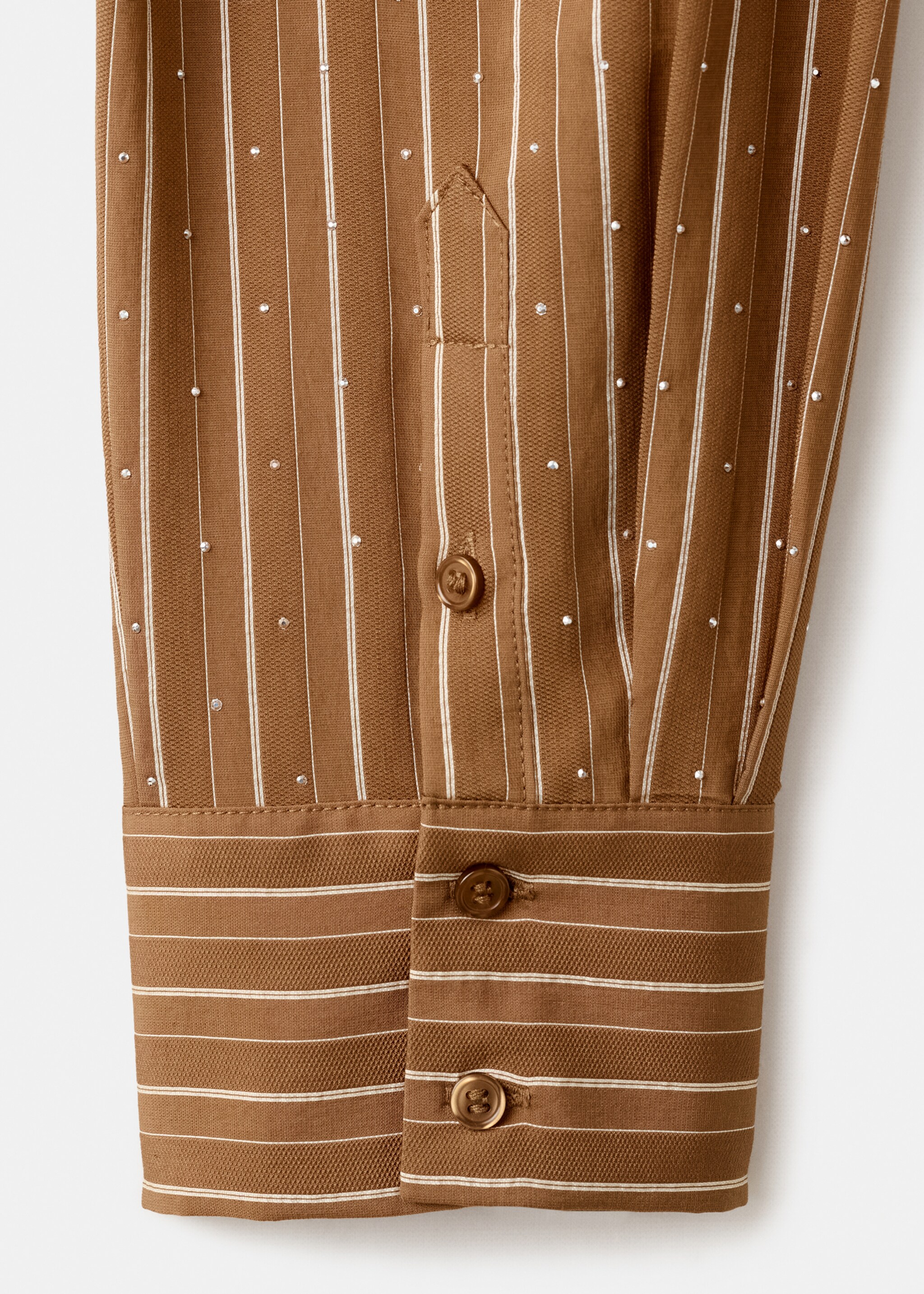 Striped shirt with rhinestone detail - Details of the article 0, Brown. Ref: 27034094-00.
