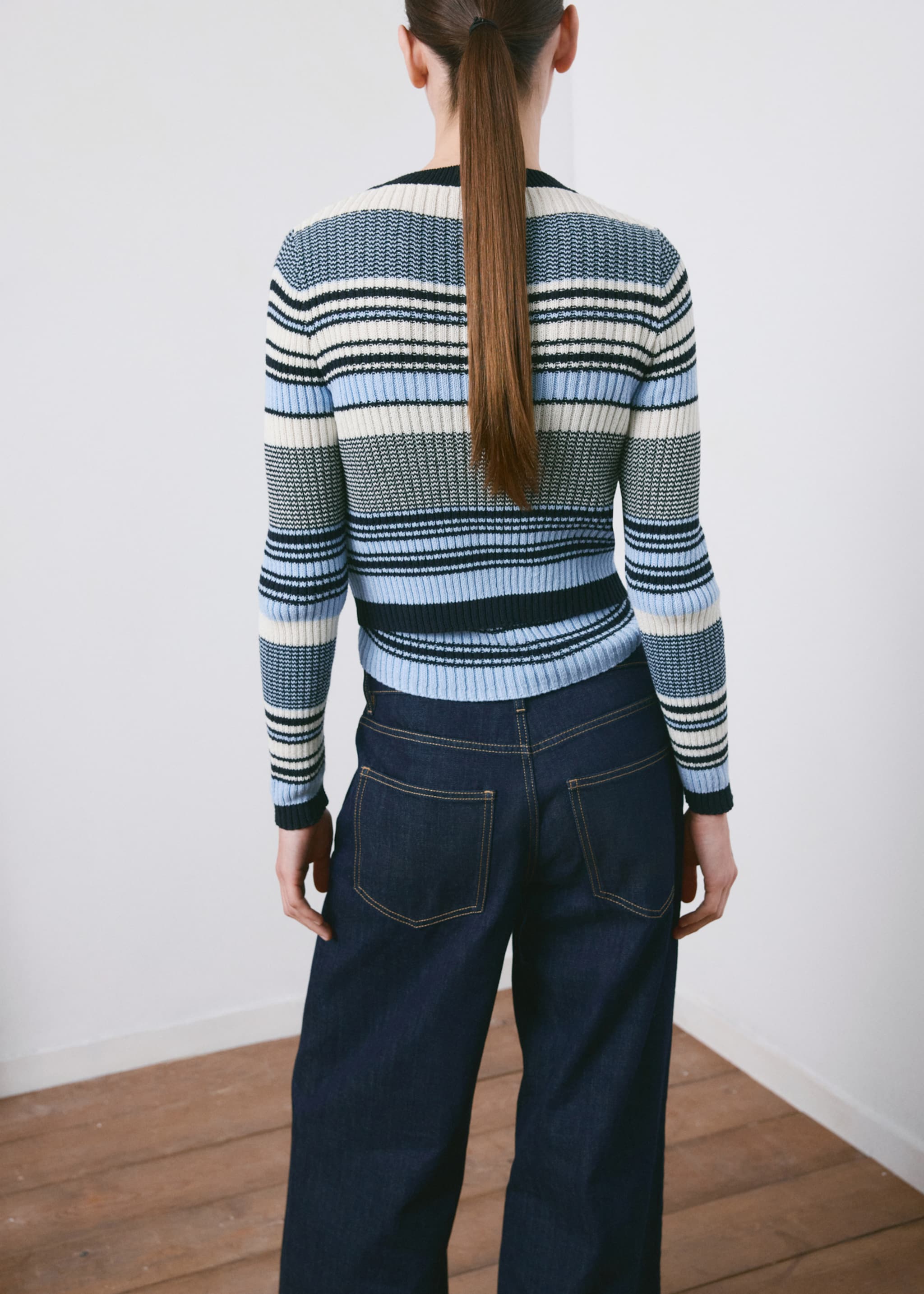 كارديجان منسوج مخطط - الجهة الخلفية للمنتج, أزرق. Ref: 27034099-00.