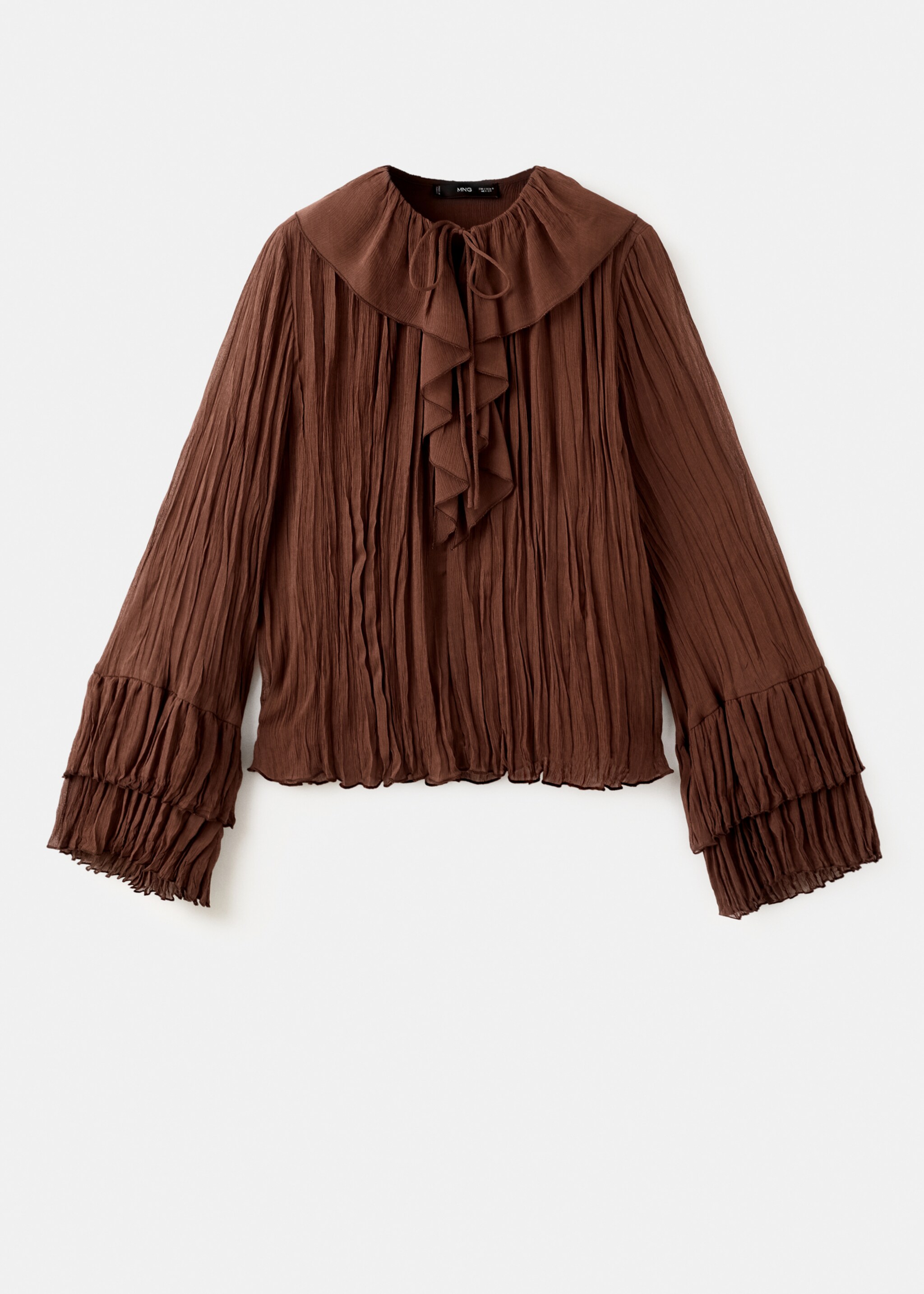 بلوزة شيفون مكشكشة - منتج دون نموذج, بني. Ref: 27034100-00.