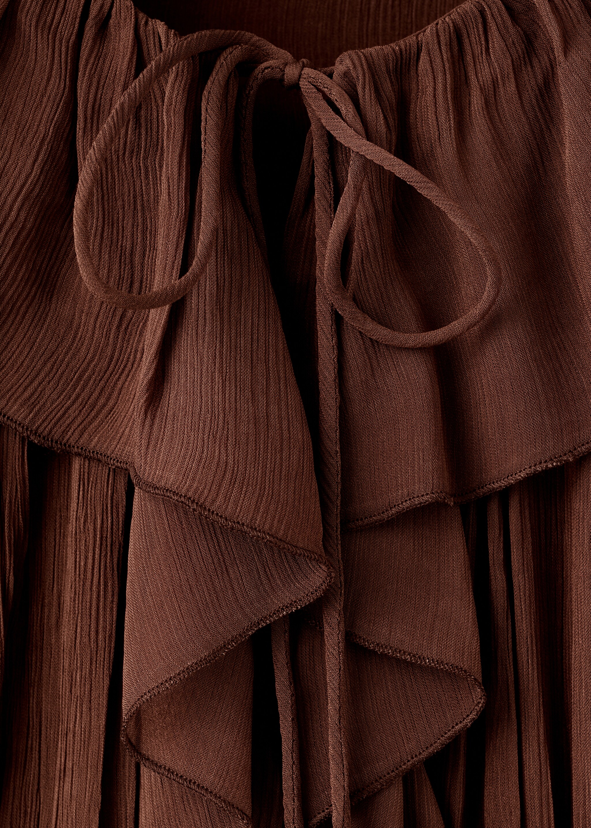 بلوزة شيفون مكشكشة - تفاصيل المنتج 0, بني. Ref: 27034100-00.