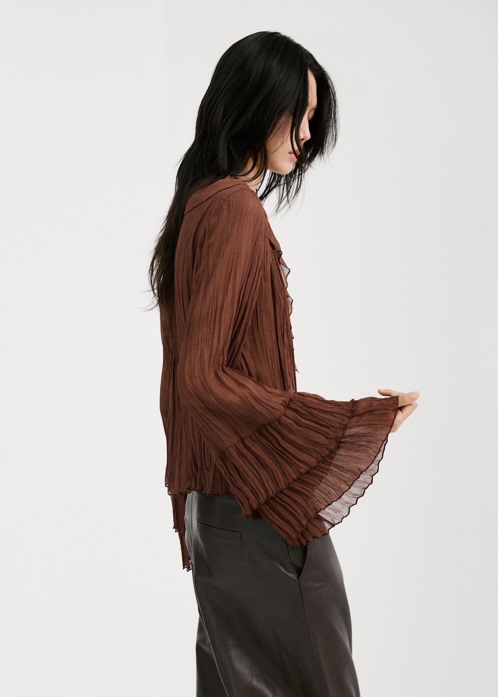 Ruffled chiffon blouse - image 2