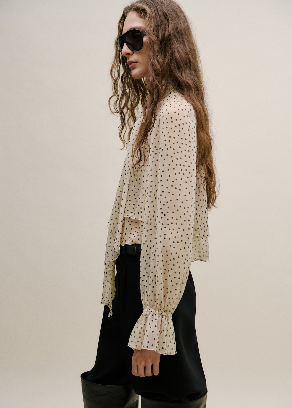 Bow polka-dot blouse - image 2