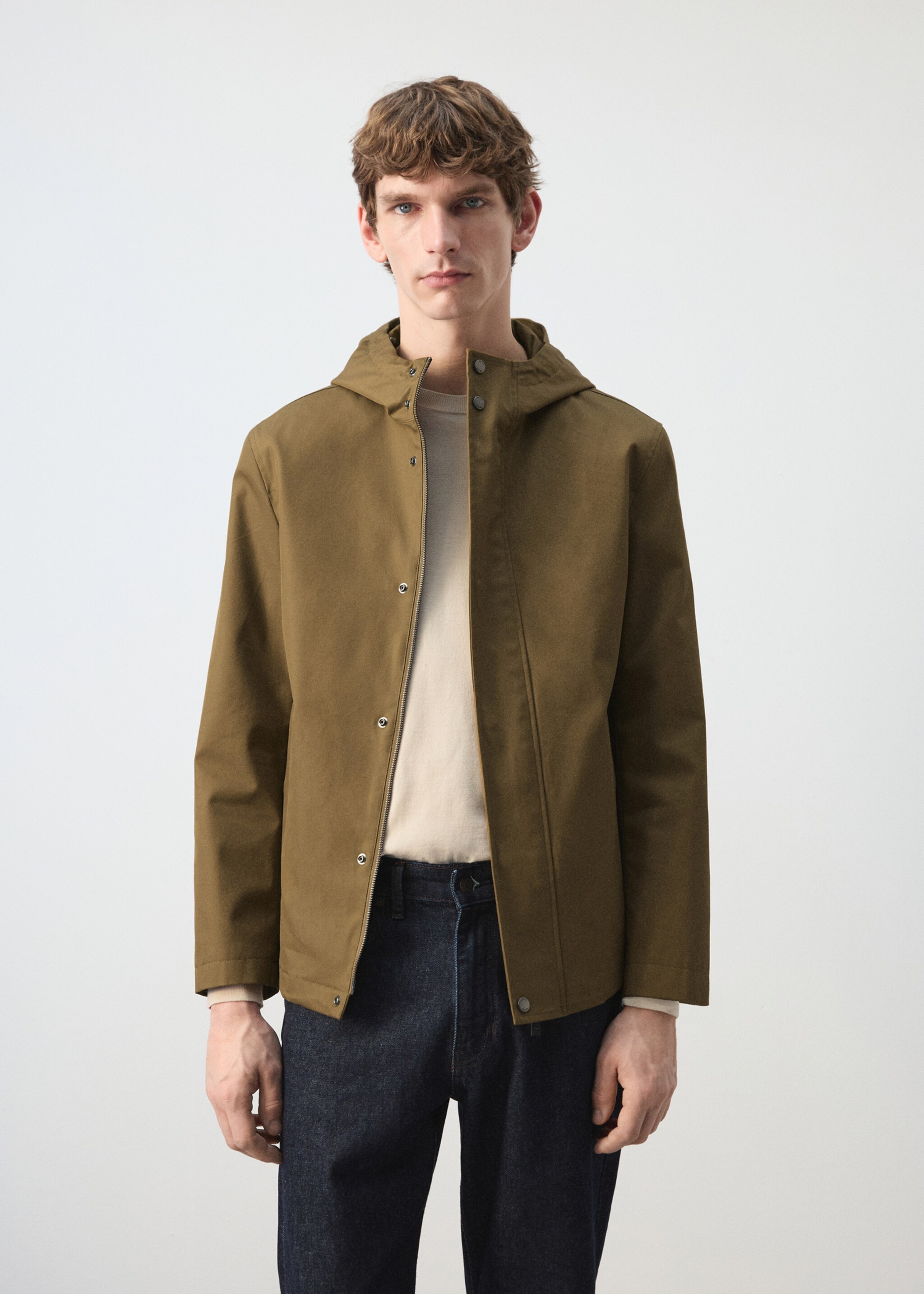 Water-repellent parka with pockets - Medium plane, Ochre. Ref: 27034410-00.