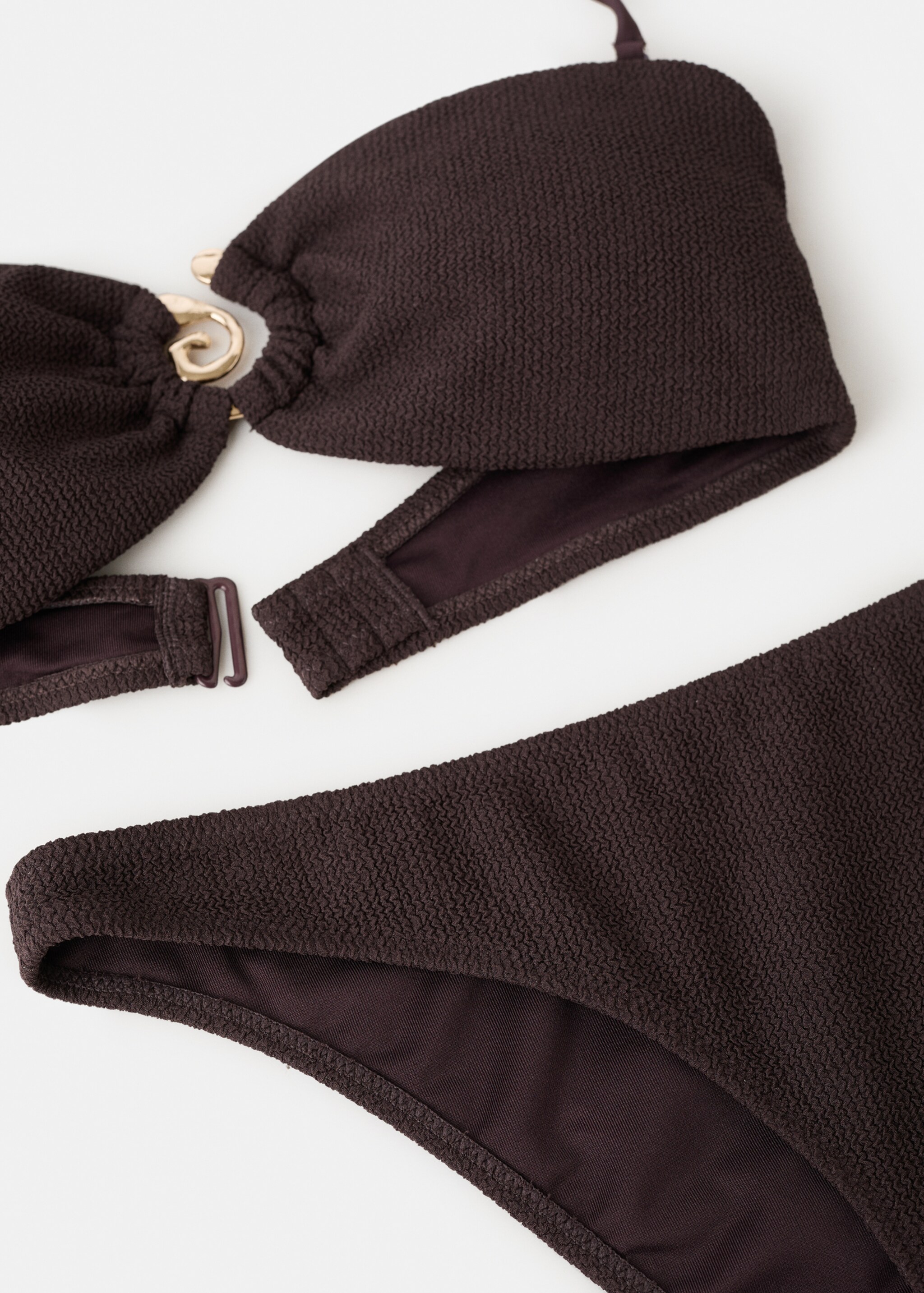Classic textured bikini bottoms - Details of the article 0, Brown. Ref: 27034417-00.