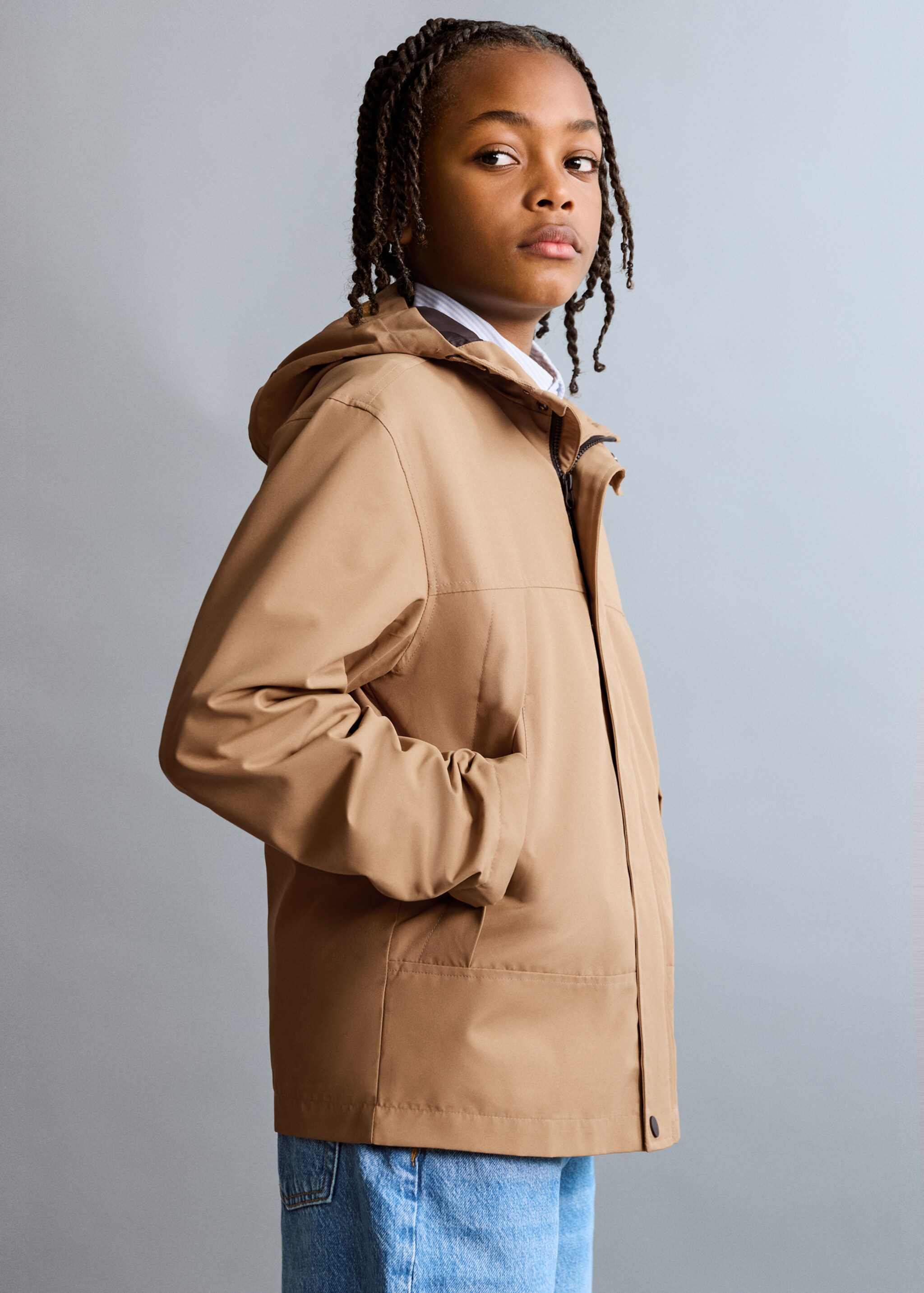 Parka capuche - Plan moyen, Caramel. Ref: 27034423-00.