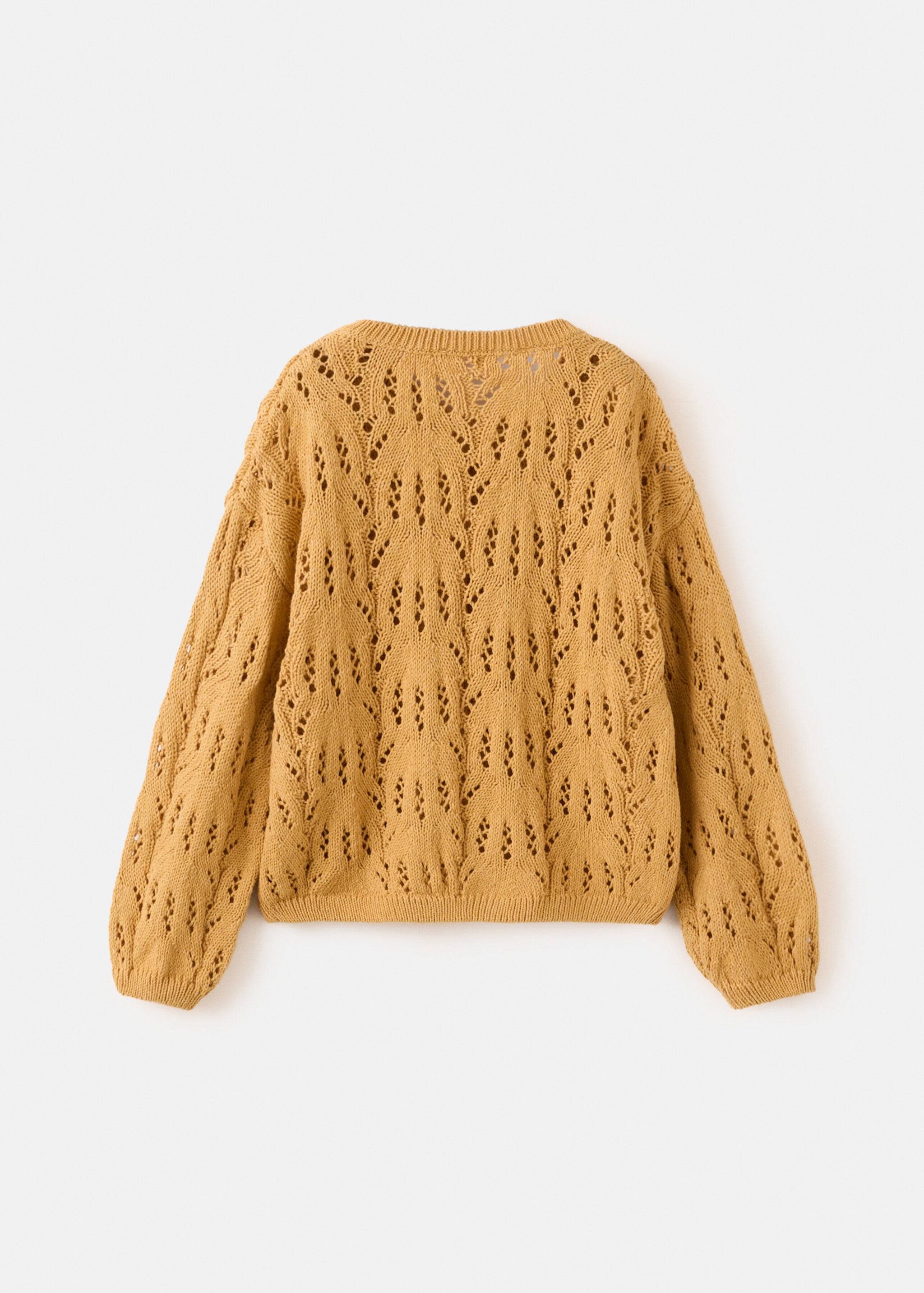 Cárdigan punto calado - Reverso del artículo, Mostaza. Ref: 27034424-00.