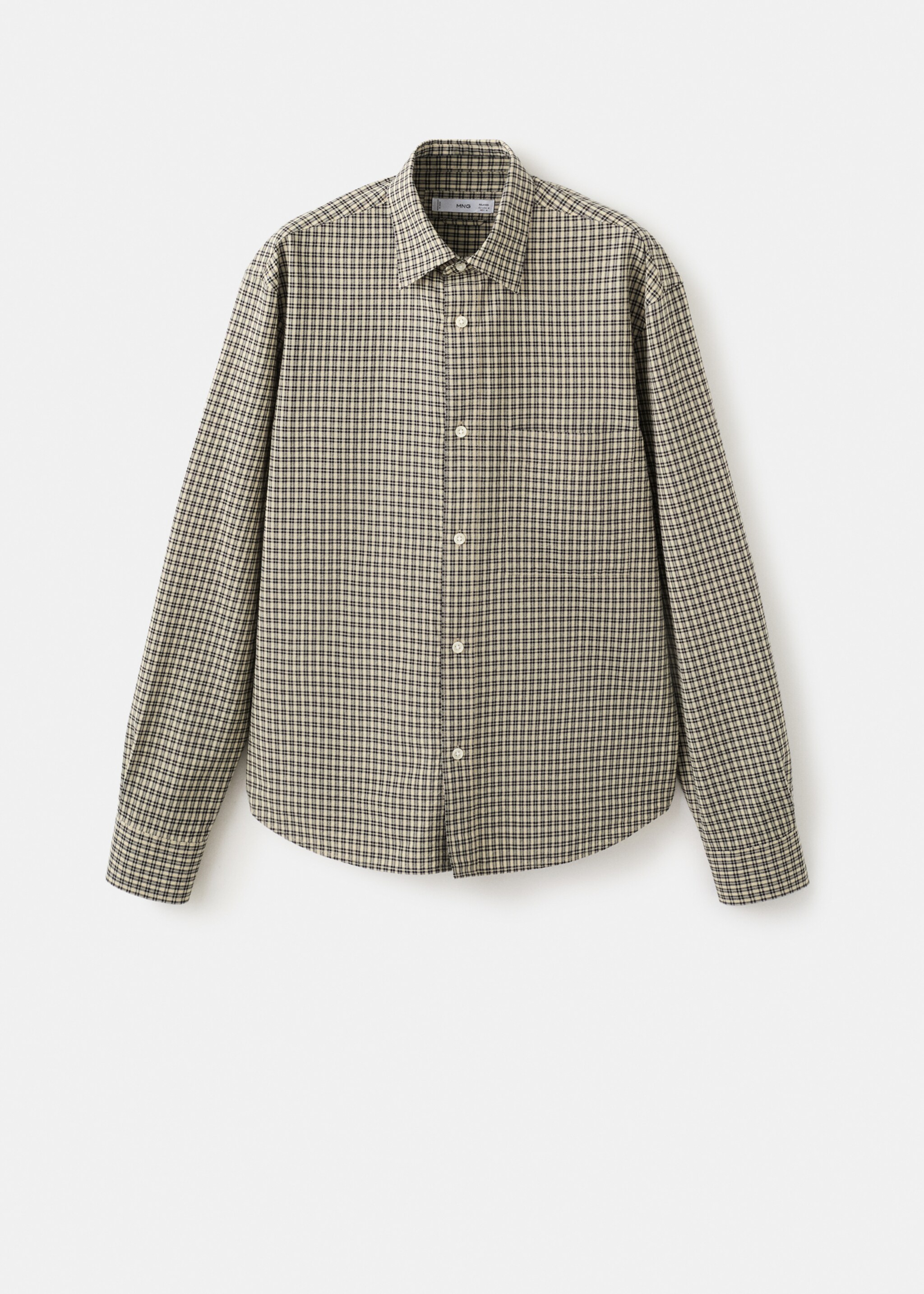 قميص بقصة مريحة بنمط مربعات - منتج دون نموذج, بيج. Ref: 27034425-00.