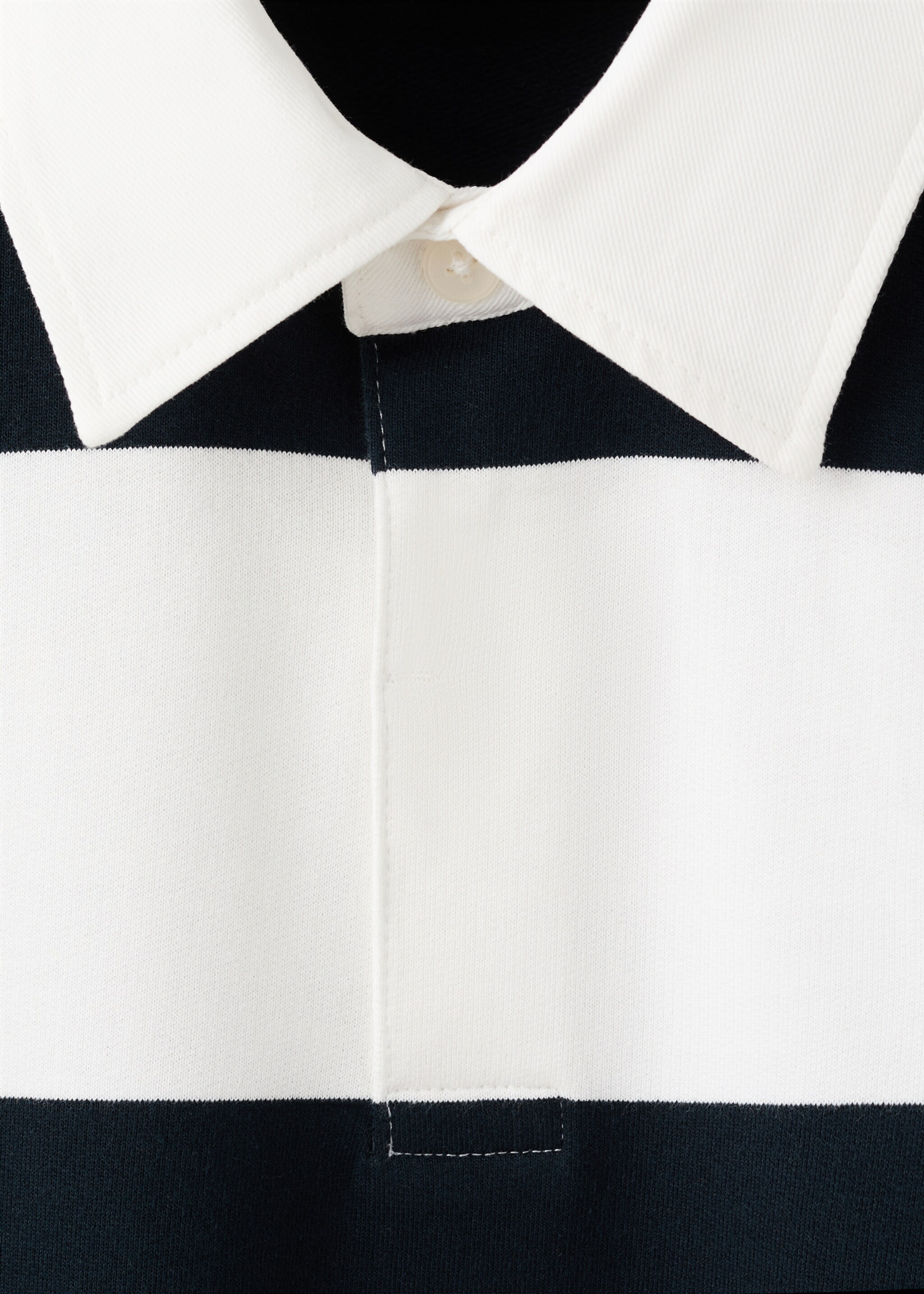 Свитшот-поло из 100% хлопка в полоску - Деталь изделия 8, Белый. Ref: 27034431-00.