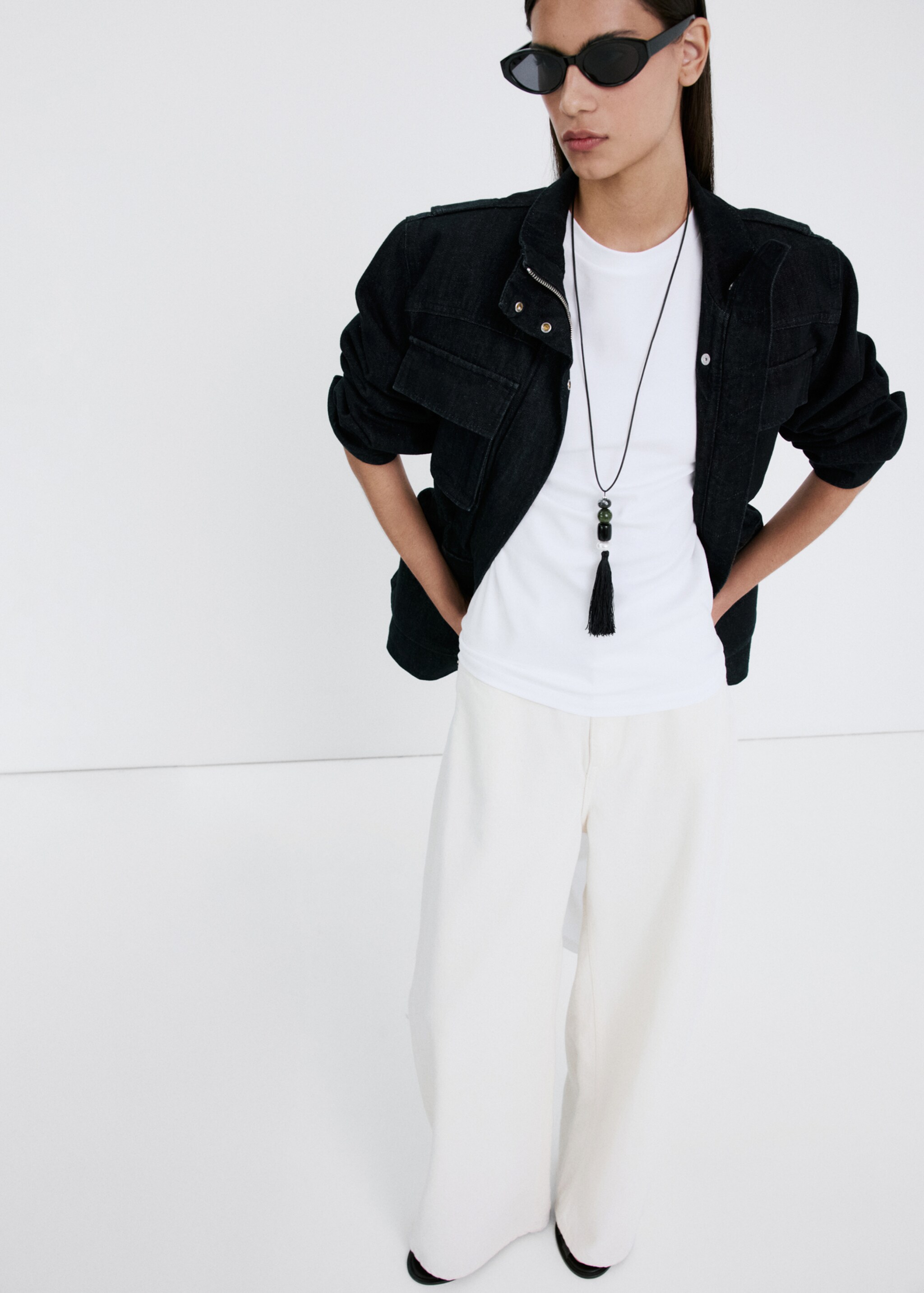 프린지 비즈 네크리스 - 상품 내역: 9, 실버. Ref: 27034436-00.