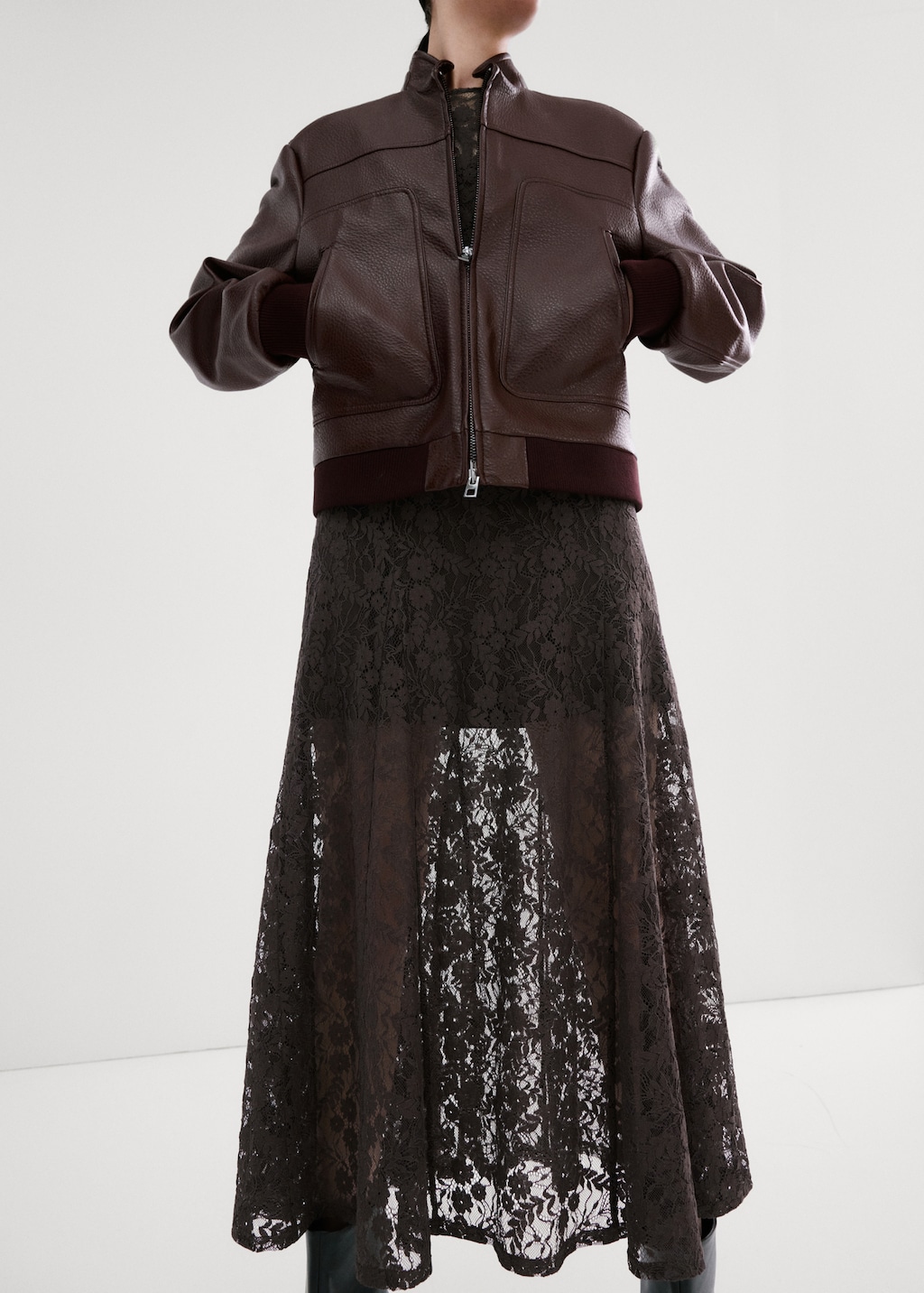 Mango Combined lace dress