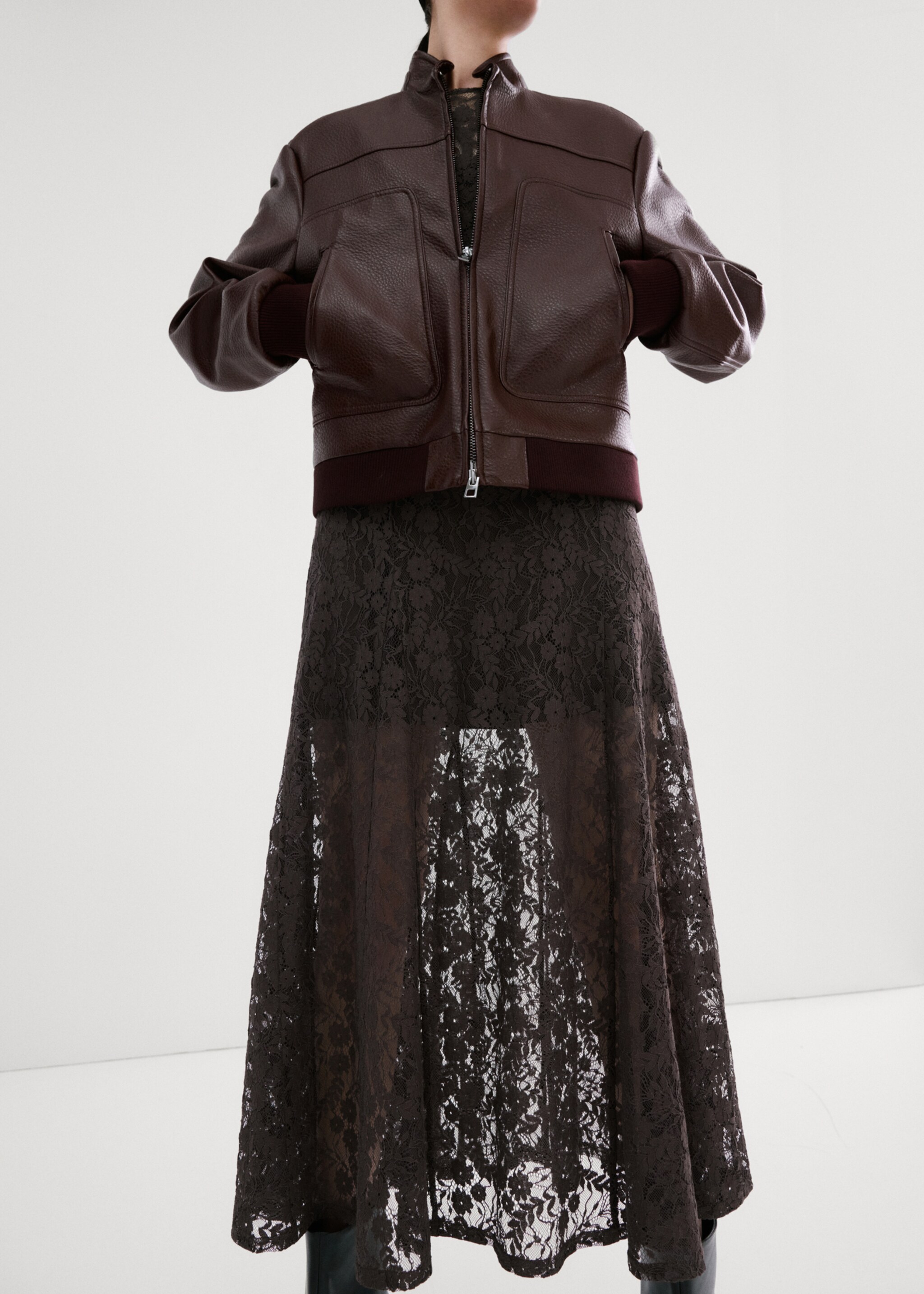 Robe combinée dentelle - Détail de l'article 6, Marron. Ref: 27034439-00.