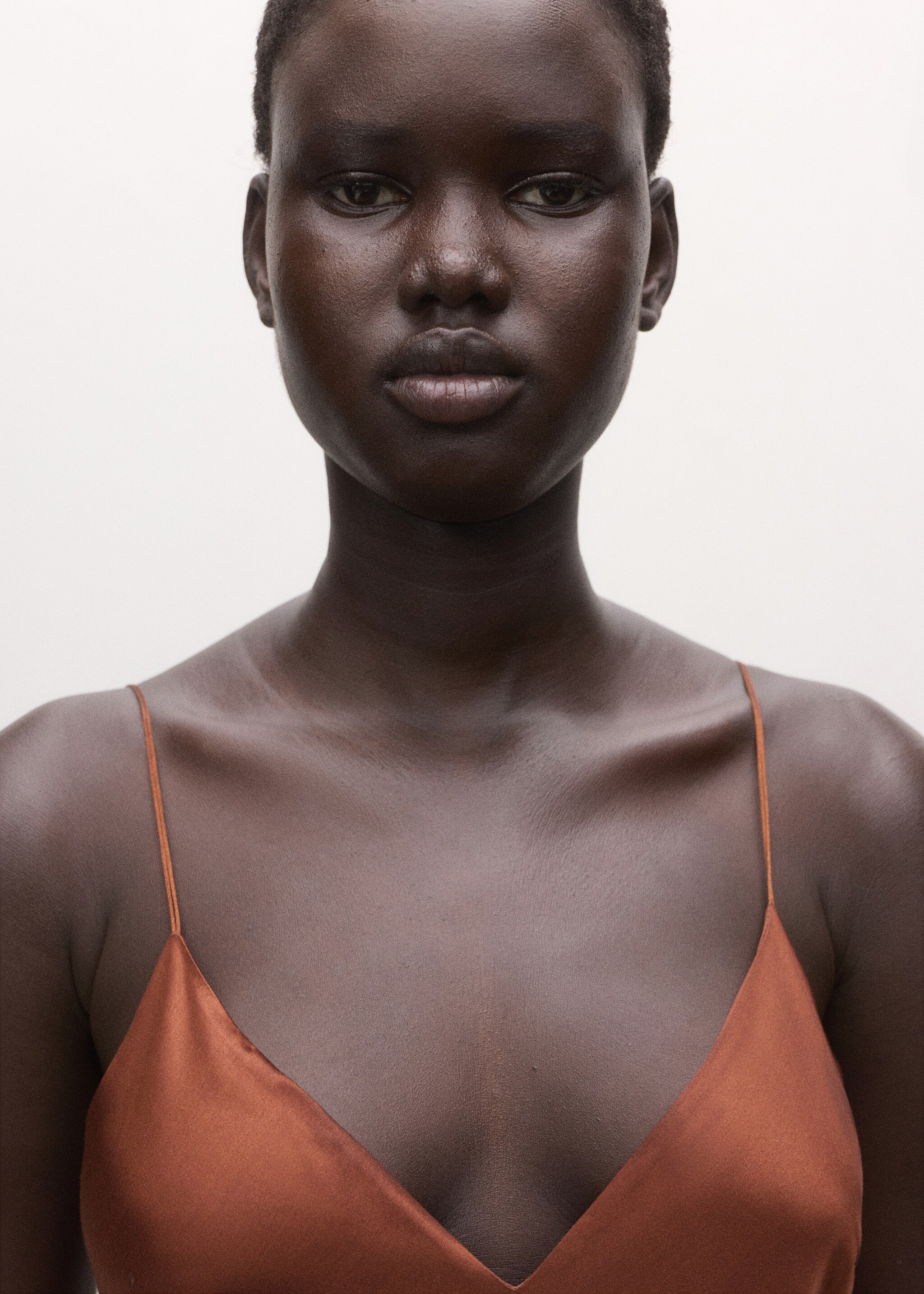 Robe en mélange de soie satinée - Détail de l'article 1, Orange brûlé. Ref: 27034440-00.