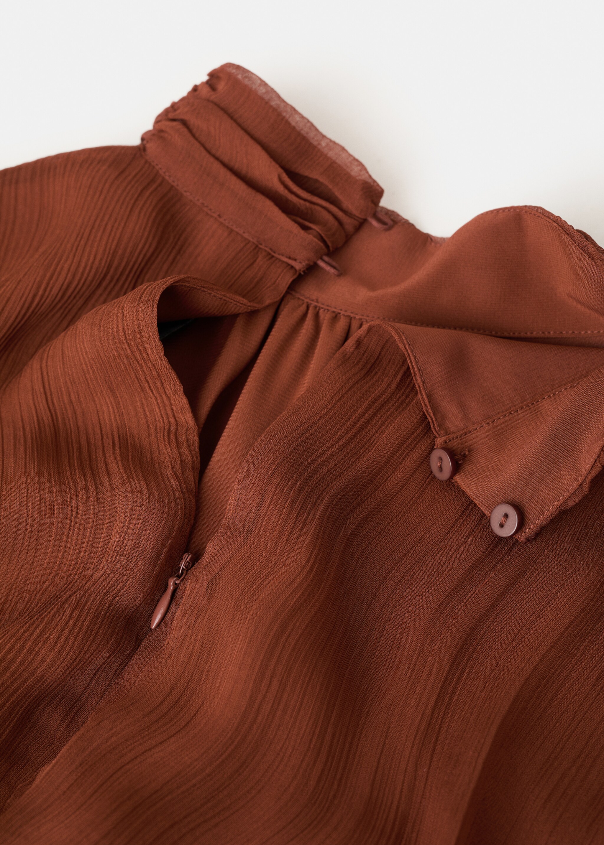 Chiffon panel dress - Details of the article 0, Chocolate. Ref: 27034441-00.