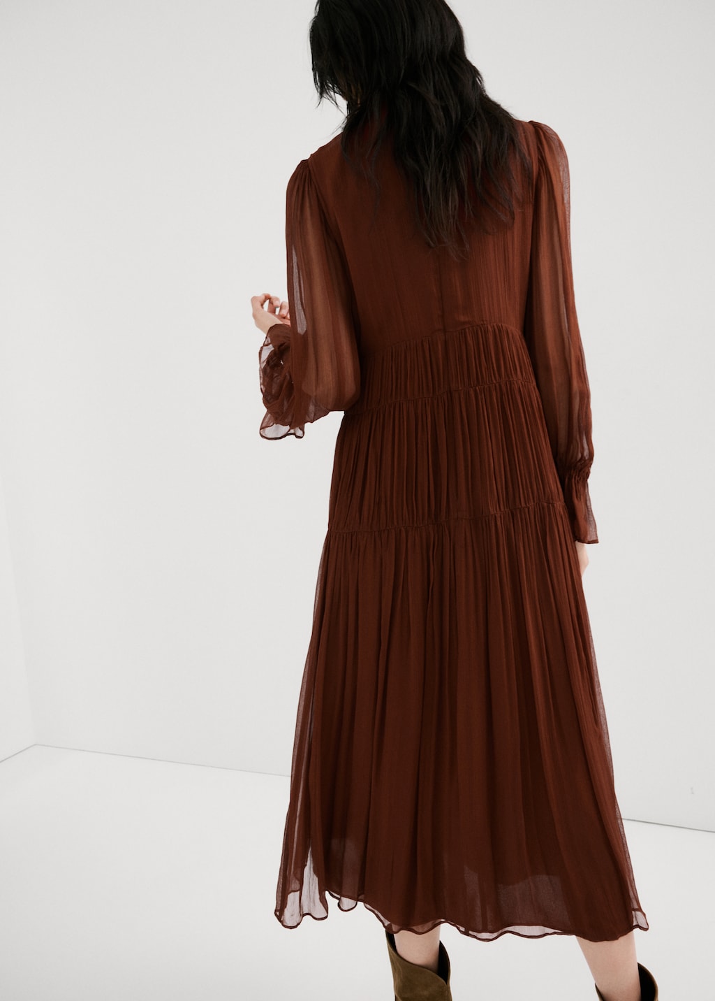 Pleated chiffon dress