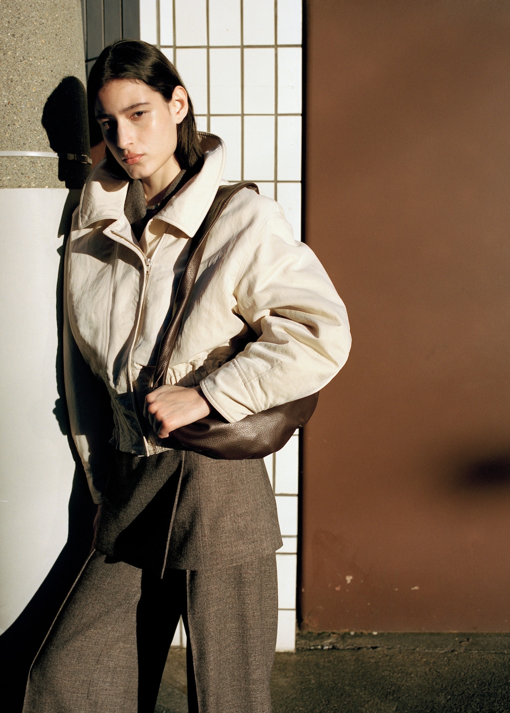 Oversized jacket with gathered waist