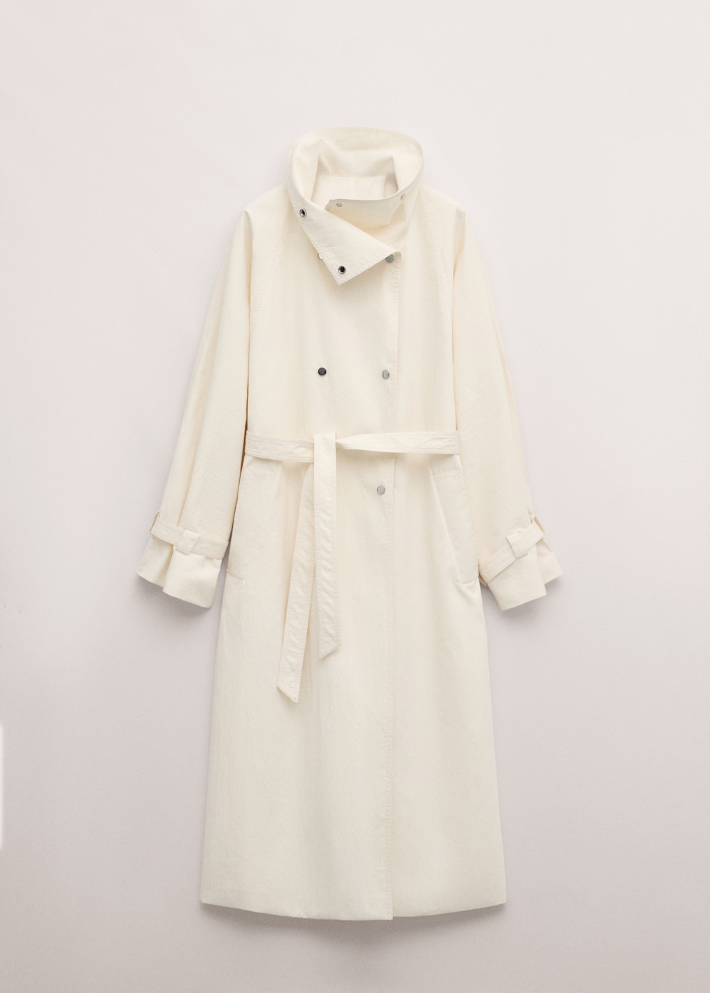 Oversized funnel-neck trench coat with belt - image 3