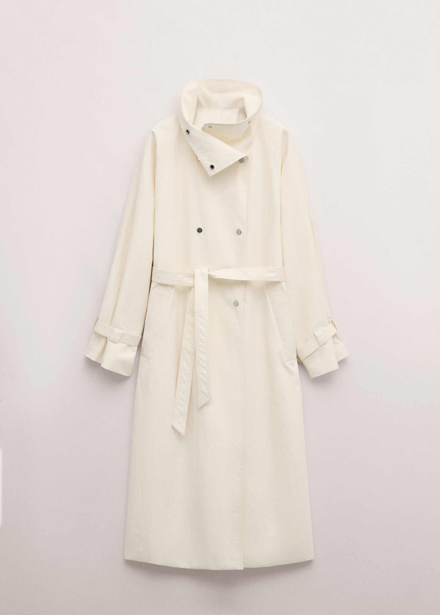 Long funnel neck belted trench coat - Article without model